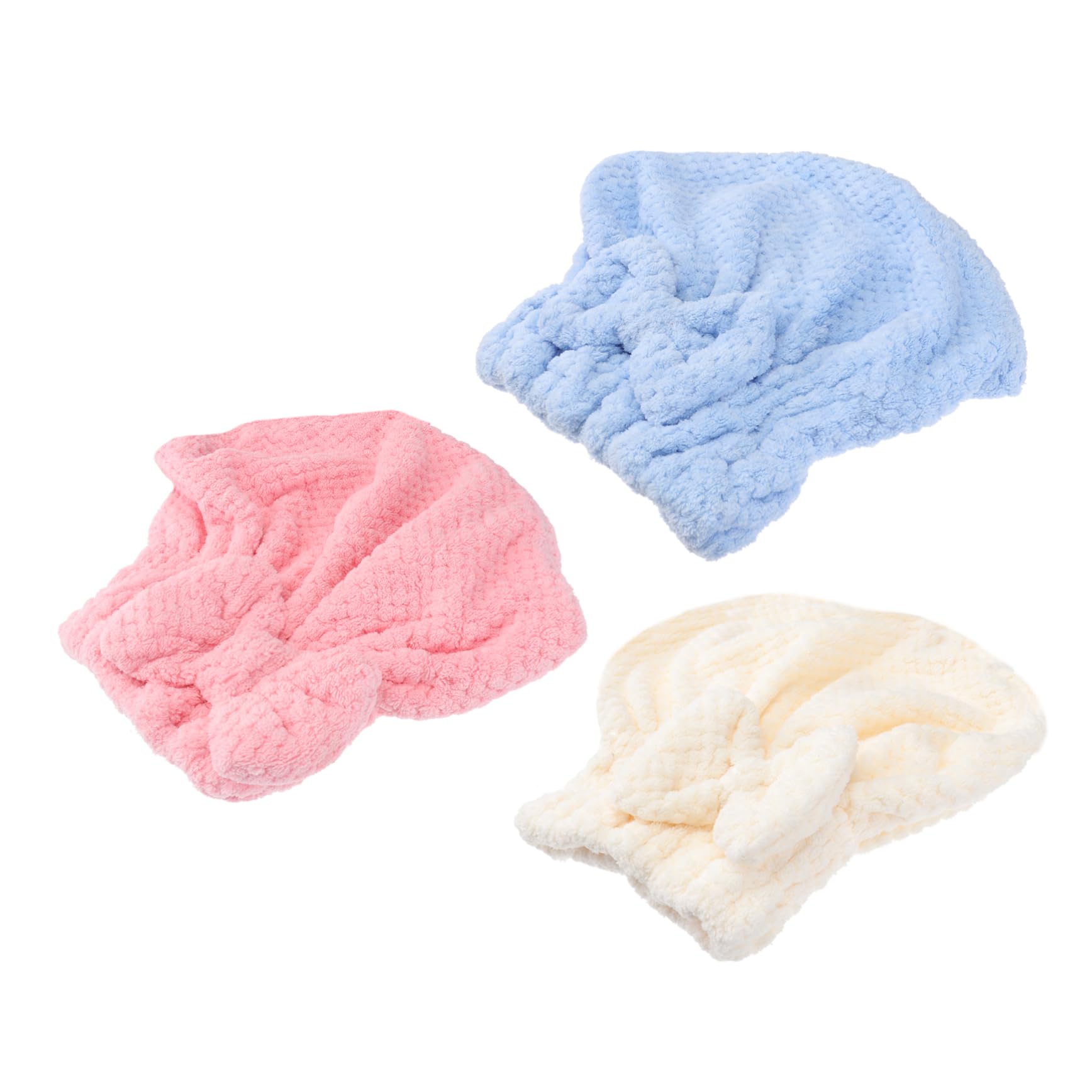 LIOOBO 3pcs Absorbent Hair Towel Wrap Bowknot Ultra Soft Fleece Hair Drying Hat Gentle on Hair No Odor Skin-Friendly Random Style