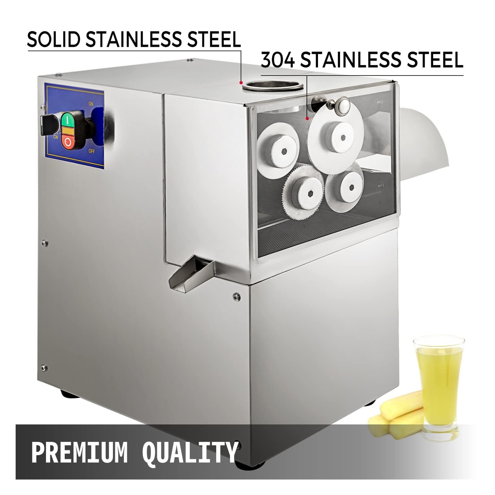 Macchina elettrica for spremiagrumi di canna da zucchero Efficace 3 rulli con prese d'aria di raffreddamento Estrattore di canna da zucchero Spremiagrumi for il commercio