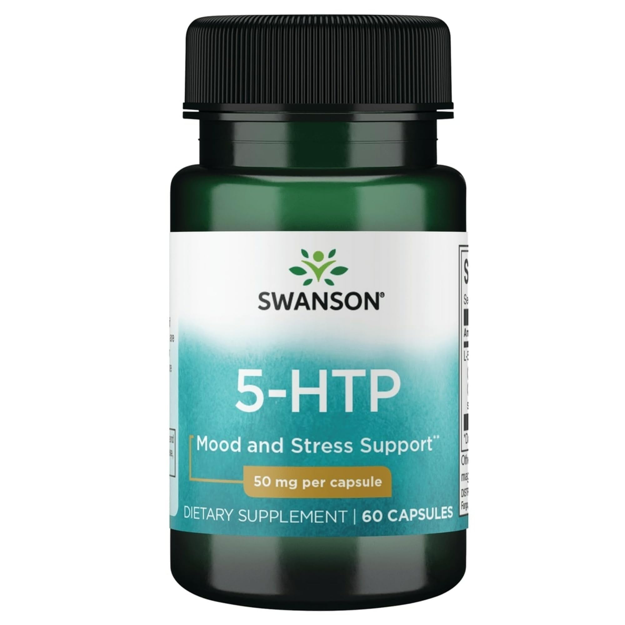 Swanson Premium Amino Acid 5-HTP Extra Strength, 50 Mg, 60 Capsules 60 Count (Pack of 1)