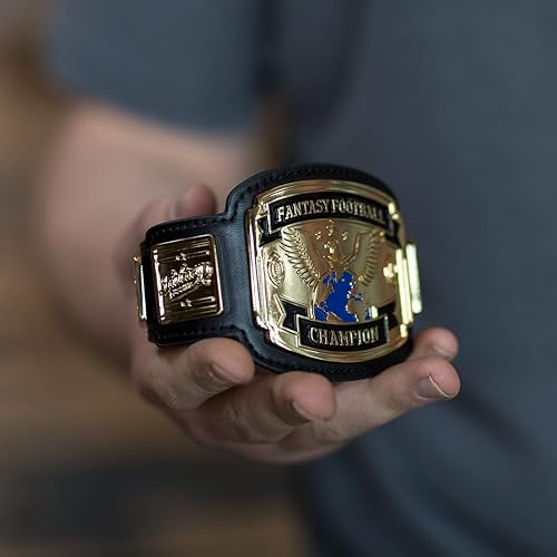 Miniatura 2 de FANTASYJOCKS Cinturón de campeonato de fútbol de fantasía en miniatura: 13 pulgadas de largo, Negro/Oro