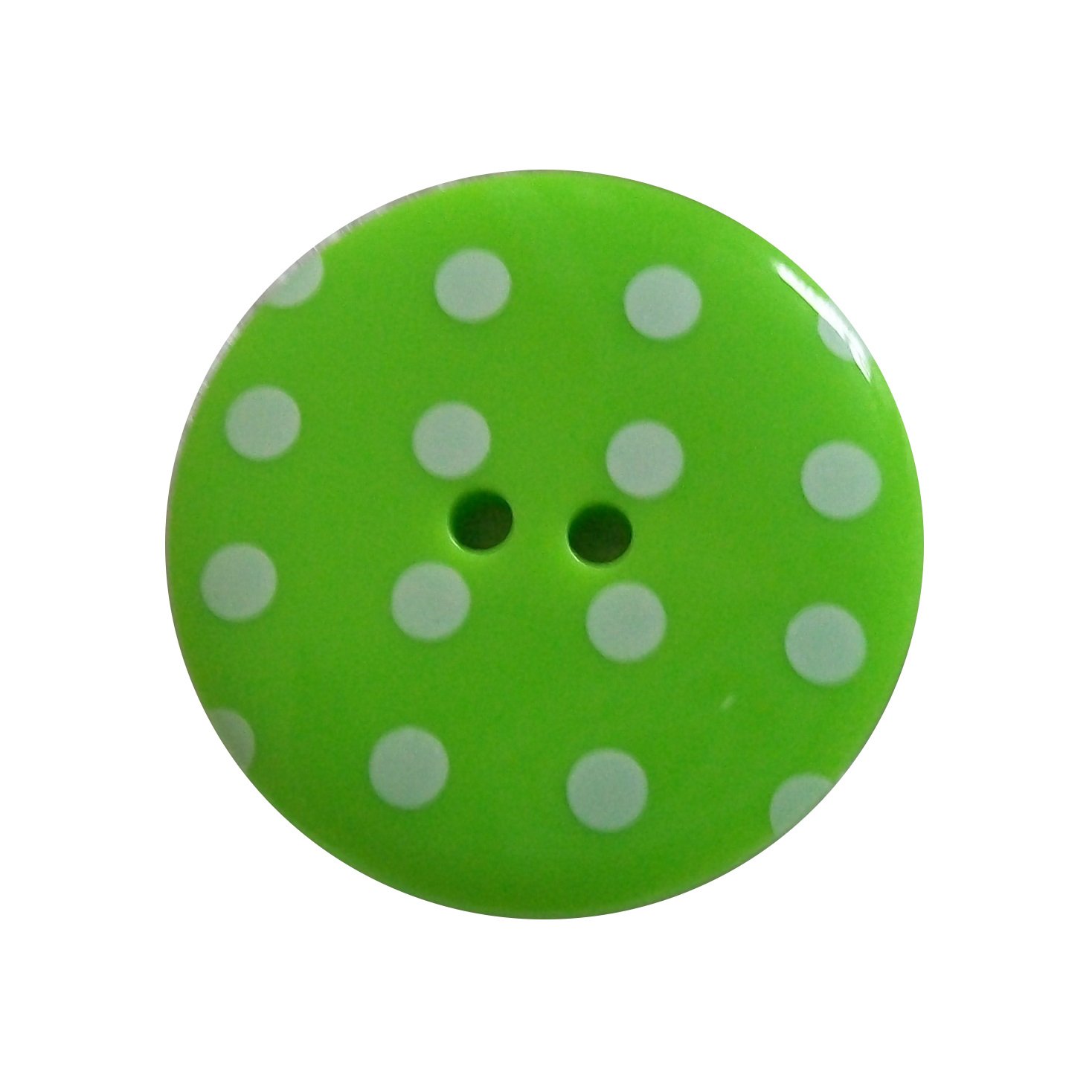 Round Plastic Polka Dot Spot 2 Hole Buttons Pack of 5 (34mm, Lime Green with White)