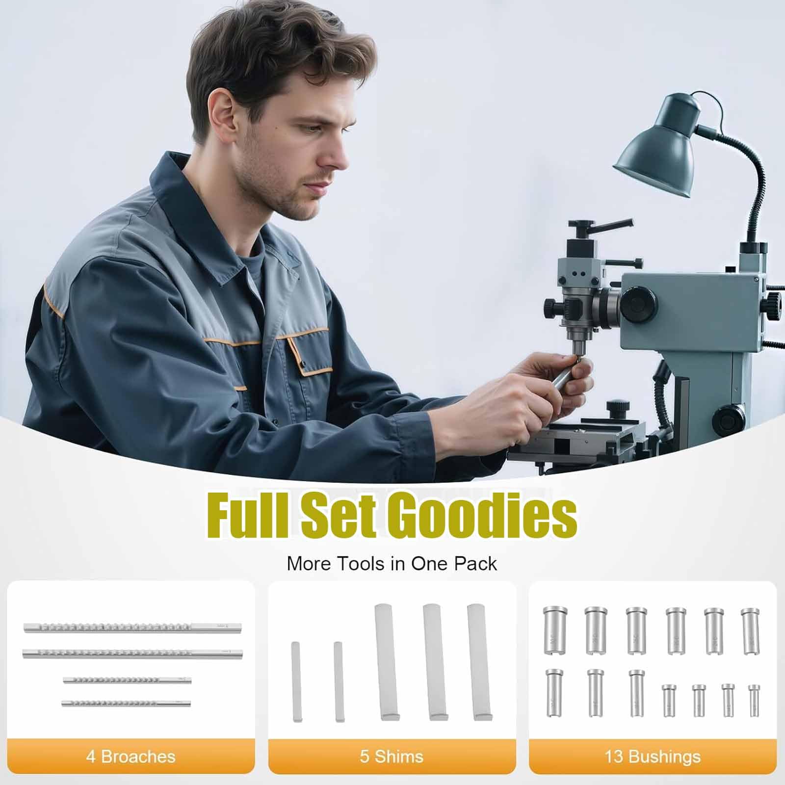 Jeu 22 Pièces Doutils Fraisage Métriques Hss Pour Rainures Clavette | 4 Broches, 9 Bagues, Outils Industriels Hss Avec Coffret, Rainures De Clavette De 4 Mm, 5 Mm, 6 Mm Et 8 Mm