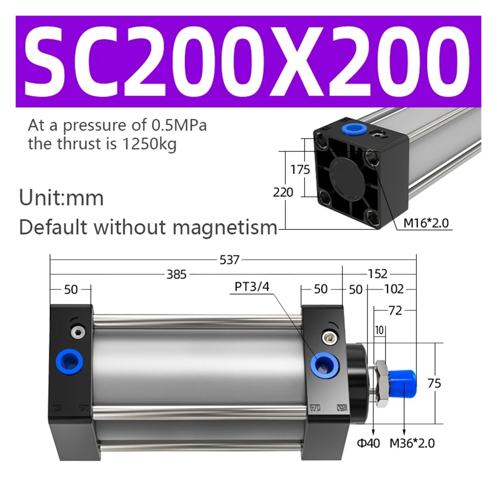 Amazon.com: IMMDJUQI SC Cylinder SC200 bore Double Acting Cylinder