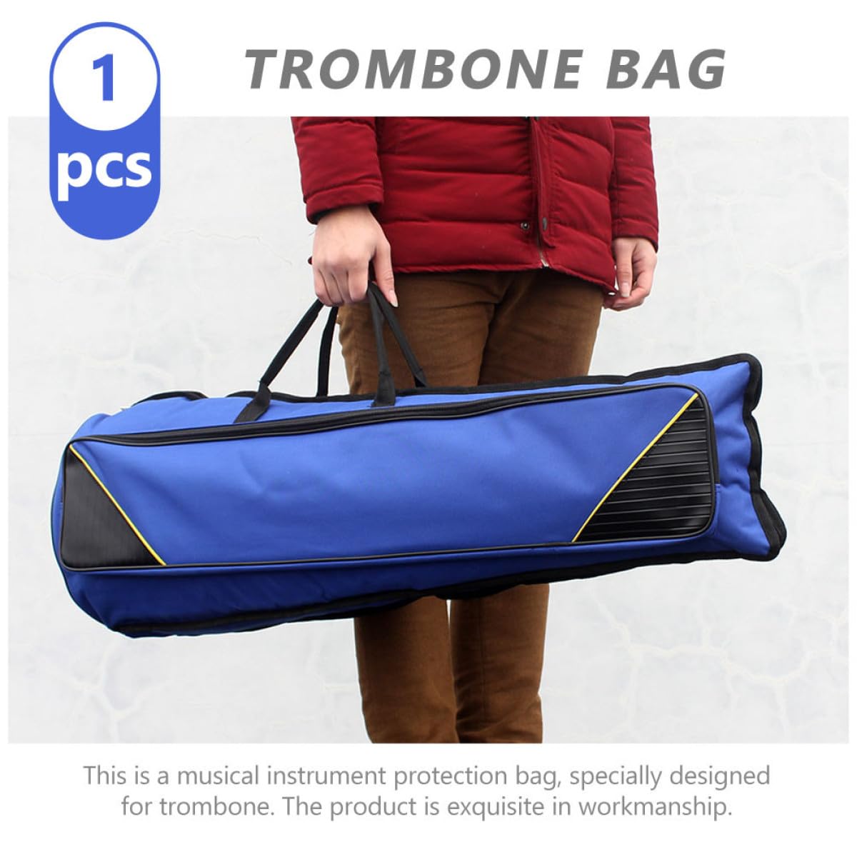 NOLITOY Borsa per Trombone Oxford Spesso Blu, Grande Capacità, Custodia Imbottita per Strumento Musicale