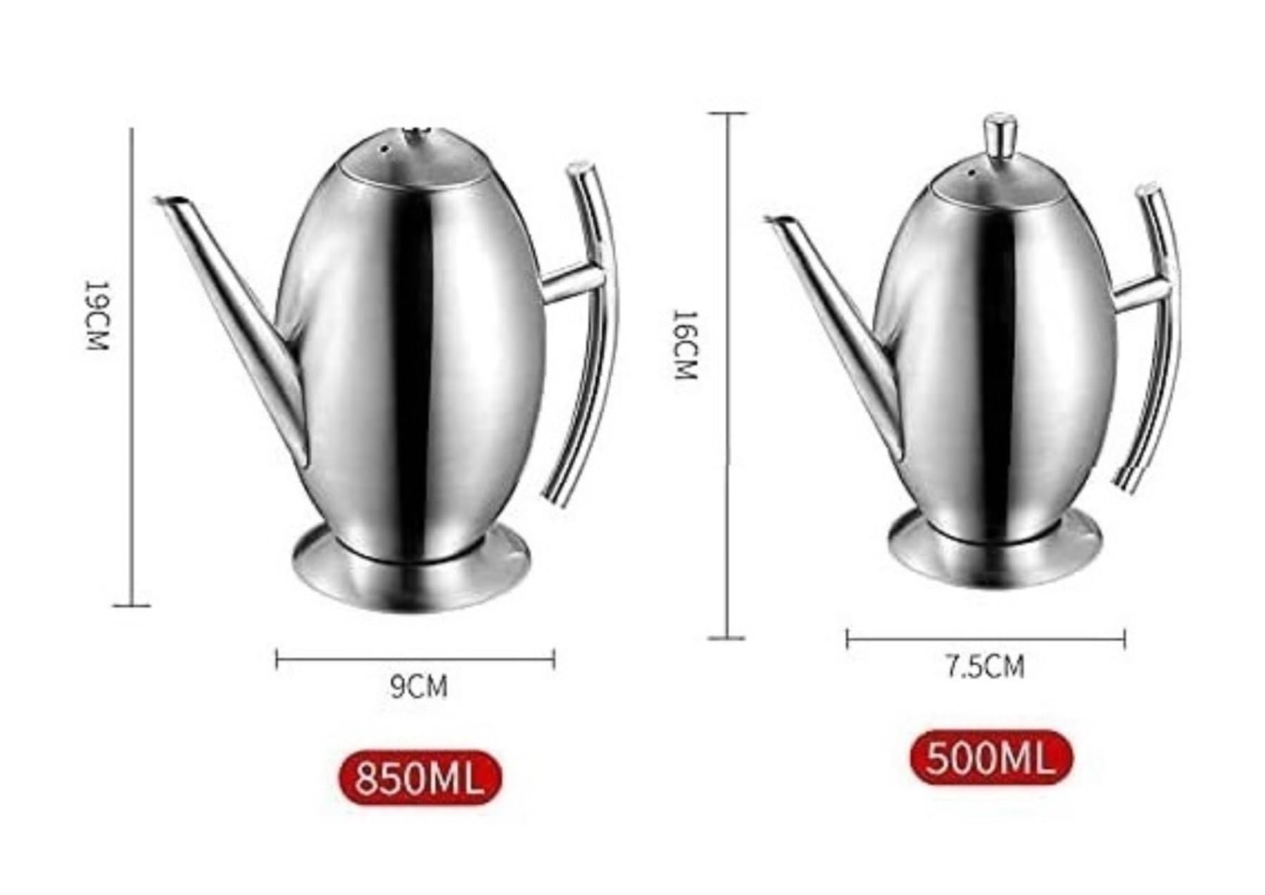 Dispensador de aceite y vinagre de acero inoxidable, 500 ml, con boquilla antigoteo, para cocina, salsa de soja, elegante y esencial para cocinar y aderezos