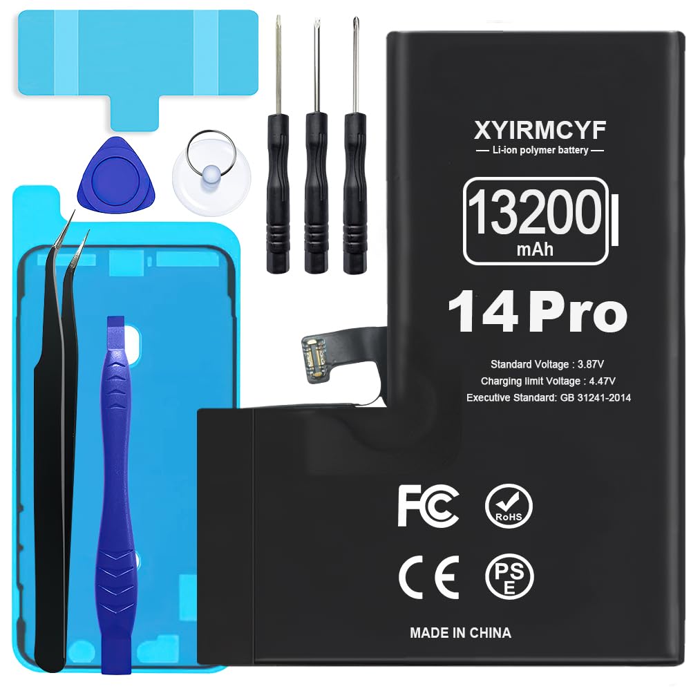 13200mAh Super Capacity Battery Compatible with iPhone 14 Pro, 0 Cycle Li-Polymer Replacement Battery for iPhone 14 Pro, with Professional Repair Tool Kit