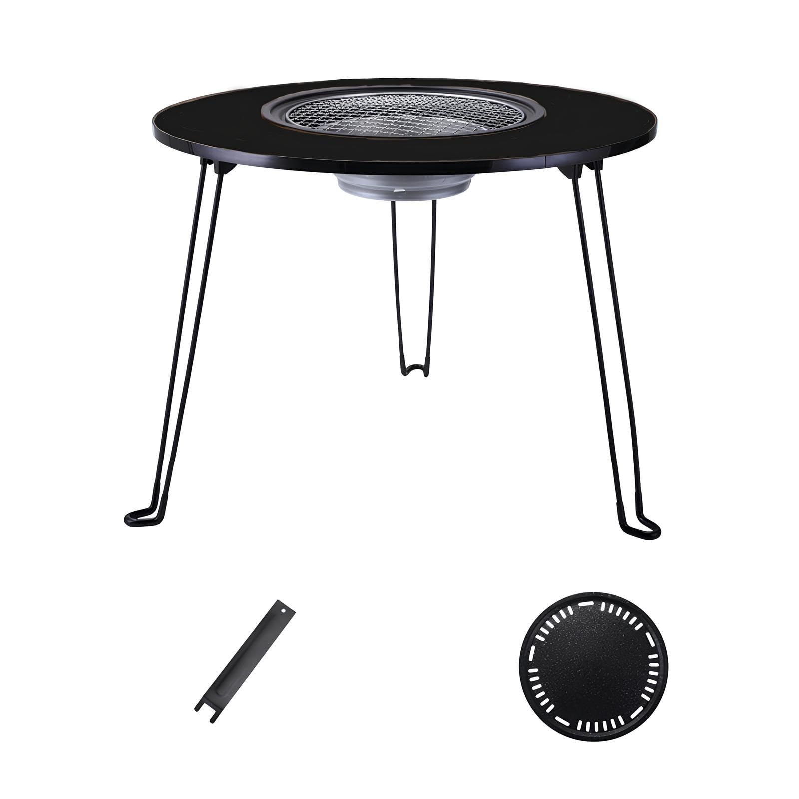 Griglia a carbone da tavolo compatta e portatile con gambe pieghevoli rimovibili e maniglia per il trasporto, barbecue all'aperto per campeggio, picnic, portellone, patio, escursionismo e cortile