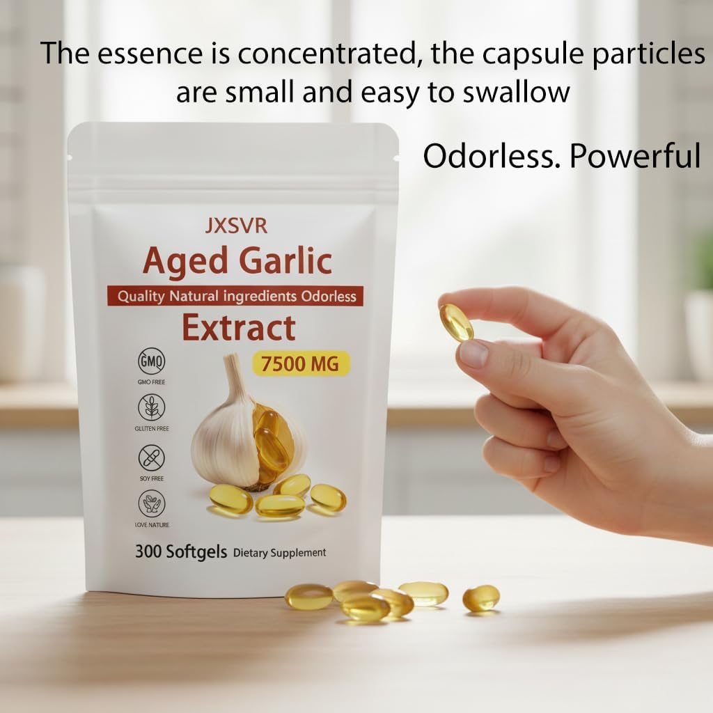 Aged Garlic Extract, 300 Softgels, 7500mg Odorless | Heart & Immune Antioxidant Supplements, Vegetarian, All-Natural, Non-GMO (1) - Image 7