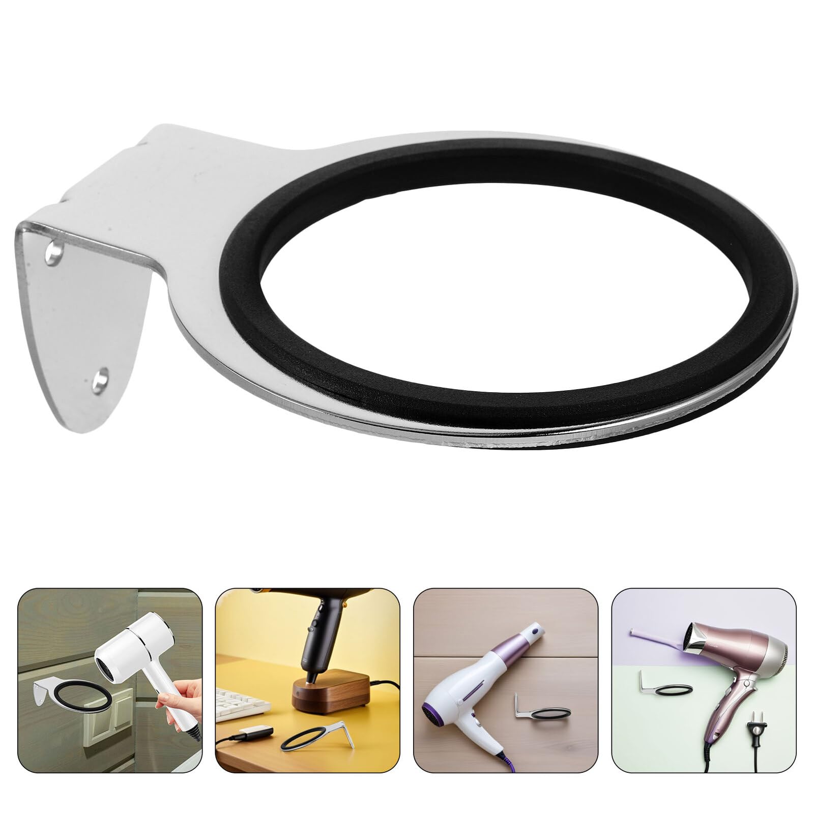 Soporte de Acero Inoxidable para Secador de Pelo, Uso Libre para Salón y Baño, Práctico y Moderno