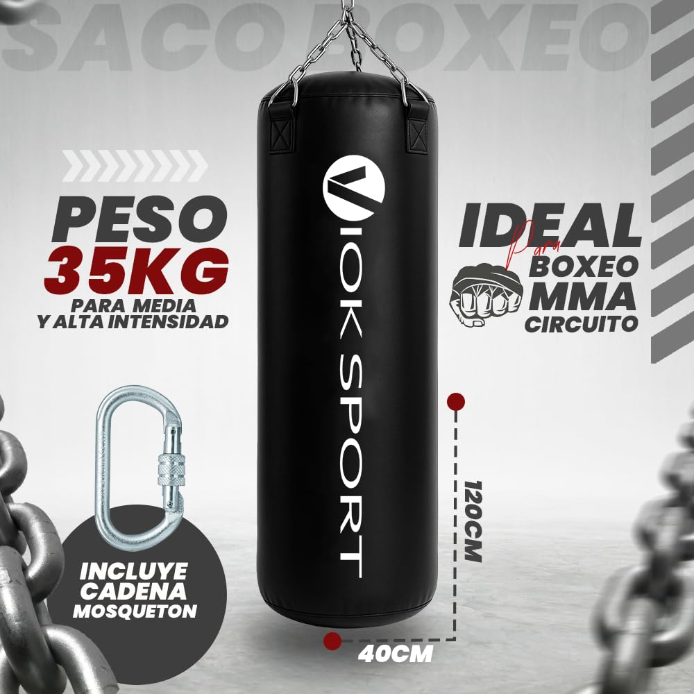 Saco de Boxeo 35 kg Relleno – Entrenamiento de Boxeo, Kickboxing y MMA – Viok Sport