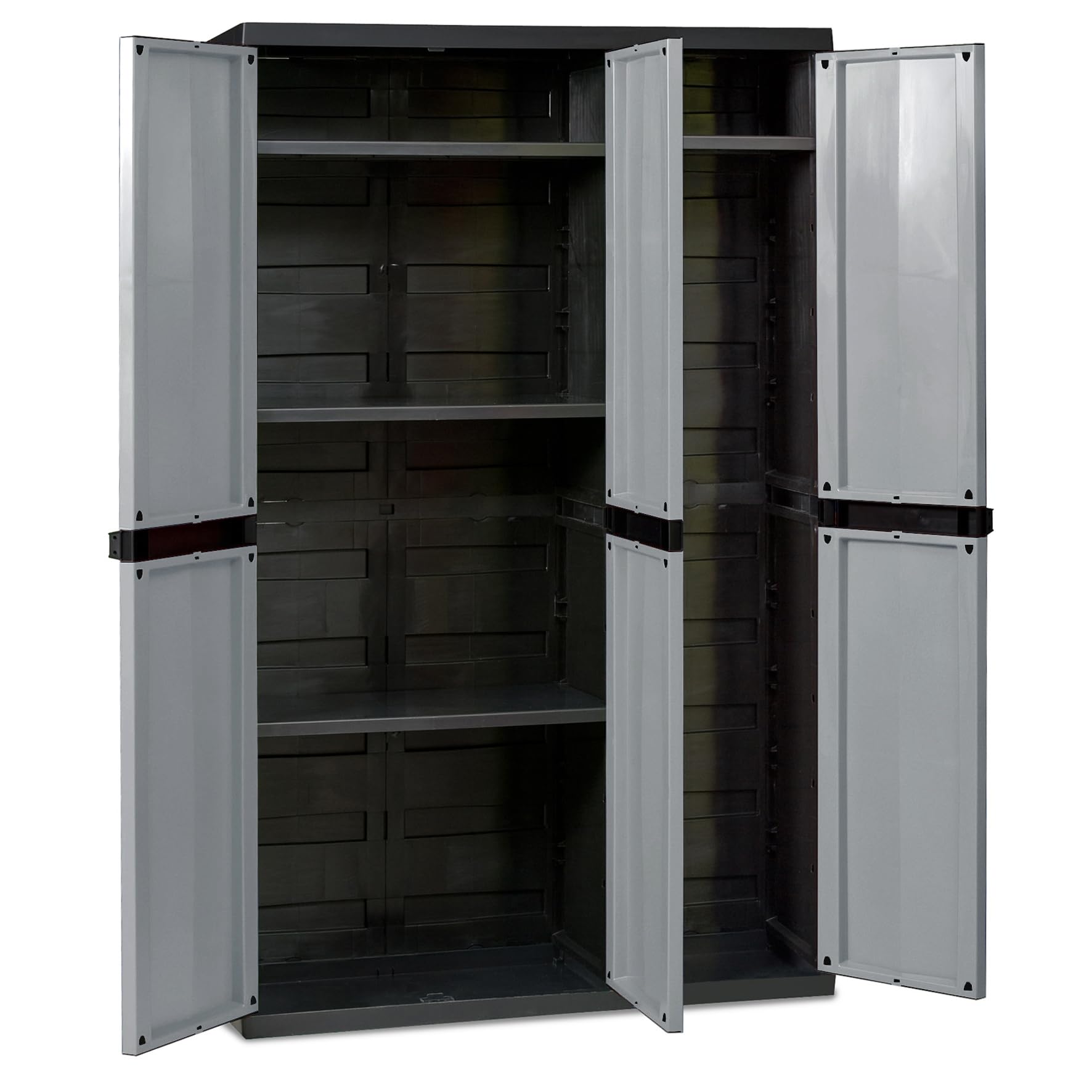 TOOMAX Kleiderschrank Trend Midi 3-türig schwarz/basaltgrau 97x37x165 cm aus recyceltem Kunststoff UV-beständig abschließbar