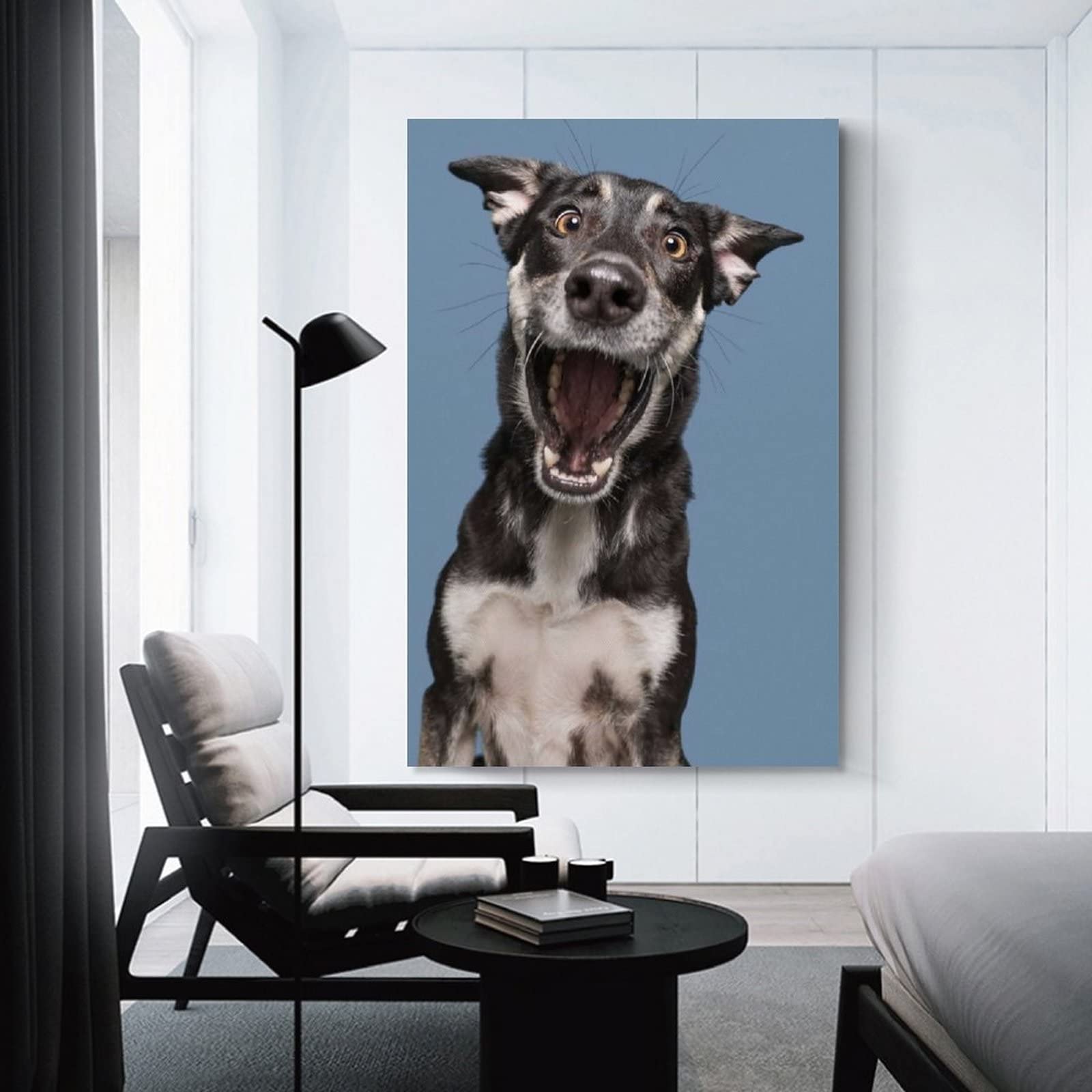 VZRSQZK Happy Dog Poster decorativo su tela, poster da parete e stampa artistica moderna per la camera da letto della famiglia (30 x 45 cm