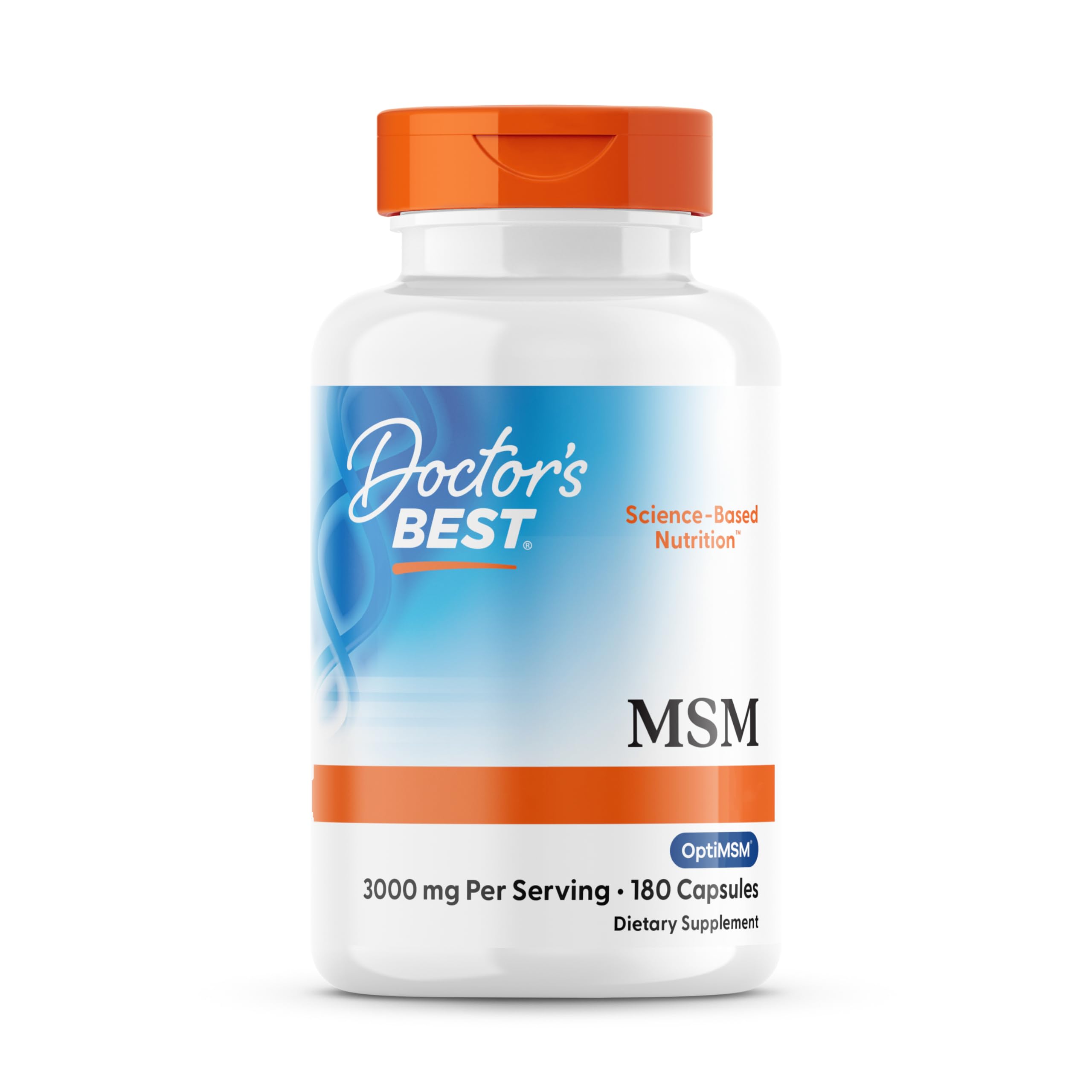 MSM with OptiMSM, 1000 mg, 180 Capsules, Highly Dosed, SOYA Free, Gluten Free, Non-GMO, Natural Sulphur