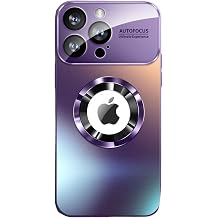Magnetic Crystal Camera Cover Case for iPhone 14 Pro Max,Purple | Slim Matte Metallic Luster,Built-in Dust-Proof Camera Lens Protector,Fit for MagSafe,Military Grade Drop Proof,Shockproof
