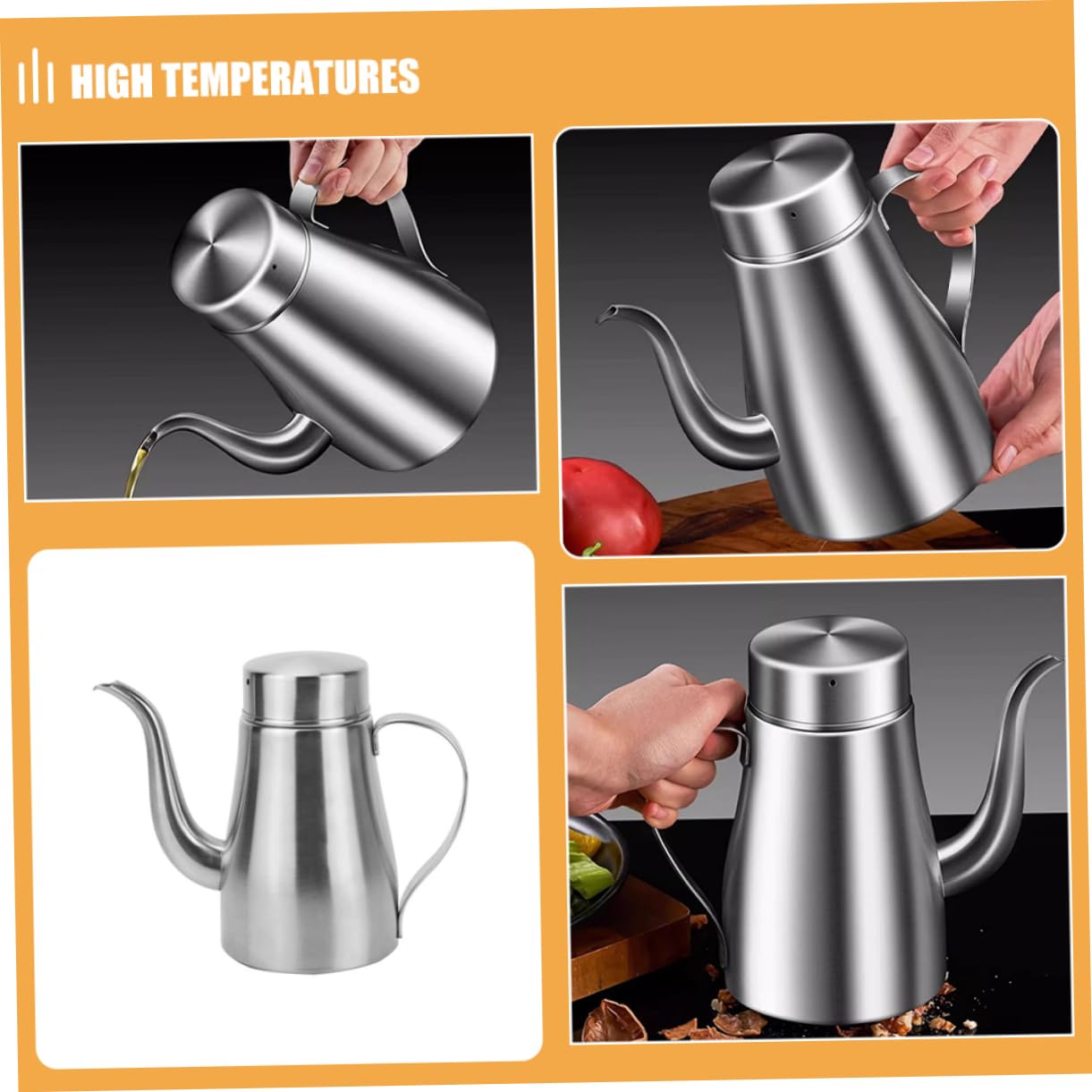 Hemobllo 18oz Bottiglia in Acciaio Inox per Olio da Cucina Contenitore da Beccuccio Antigoccia per Conservare Olio Aceto e Condimenti Design Professionale per Cucinare e Insalate