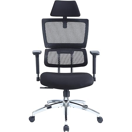 Ticova Ergonomic Office Chair - High Back Desk Chair with Elastic Lumbar Support & 3D Metal Armrest - 130°Reclining & Rocking Mesh Computer Chair with Thick Seat Cushion & Rotatable Headrest