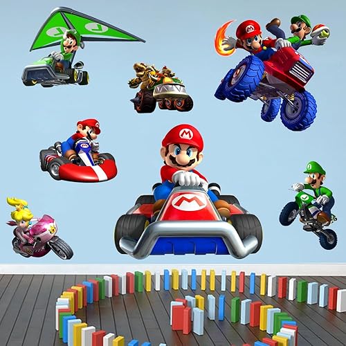 Miniatura 10 de SKTFFR Mario Brothers - Calcomanías de pared de dibujos animados para niños decoración de pared de PVC para habitación de niños sala de estar tamaño