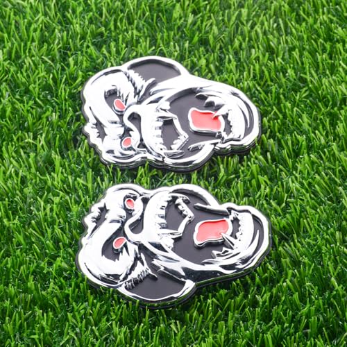Image of Pair Set Angry Gorilla Ape Emblems 3D Badge Decal Sticker Fit for Universal Car Truck Motorcycles (Silver Red)