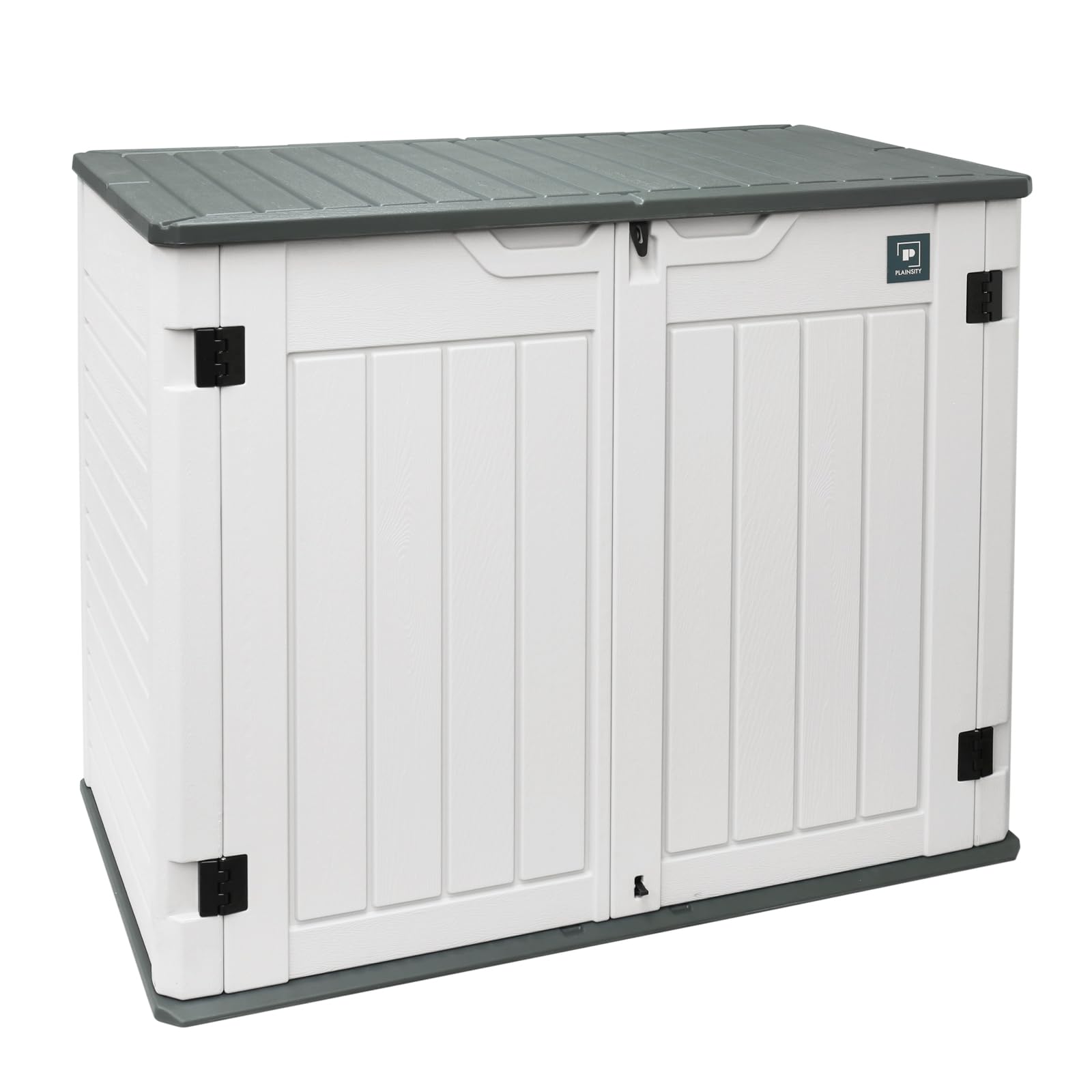 35 Cu.ft Outdoor Storage Shed, Large Resin Storage Box, Waterproof & Lockable Cabinet for Garden Yard Patio Garage Backyard Storage (White - 35 Cu. ft)