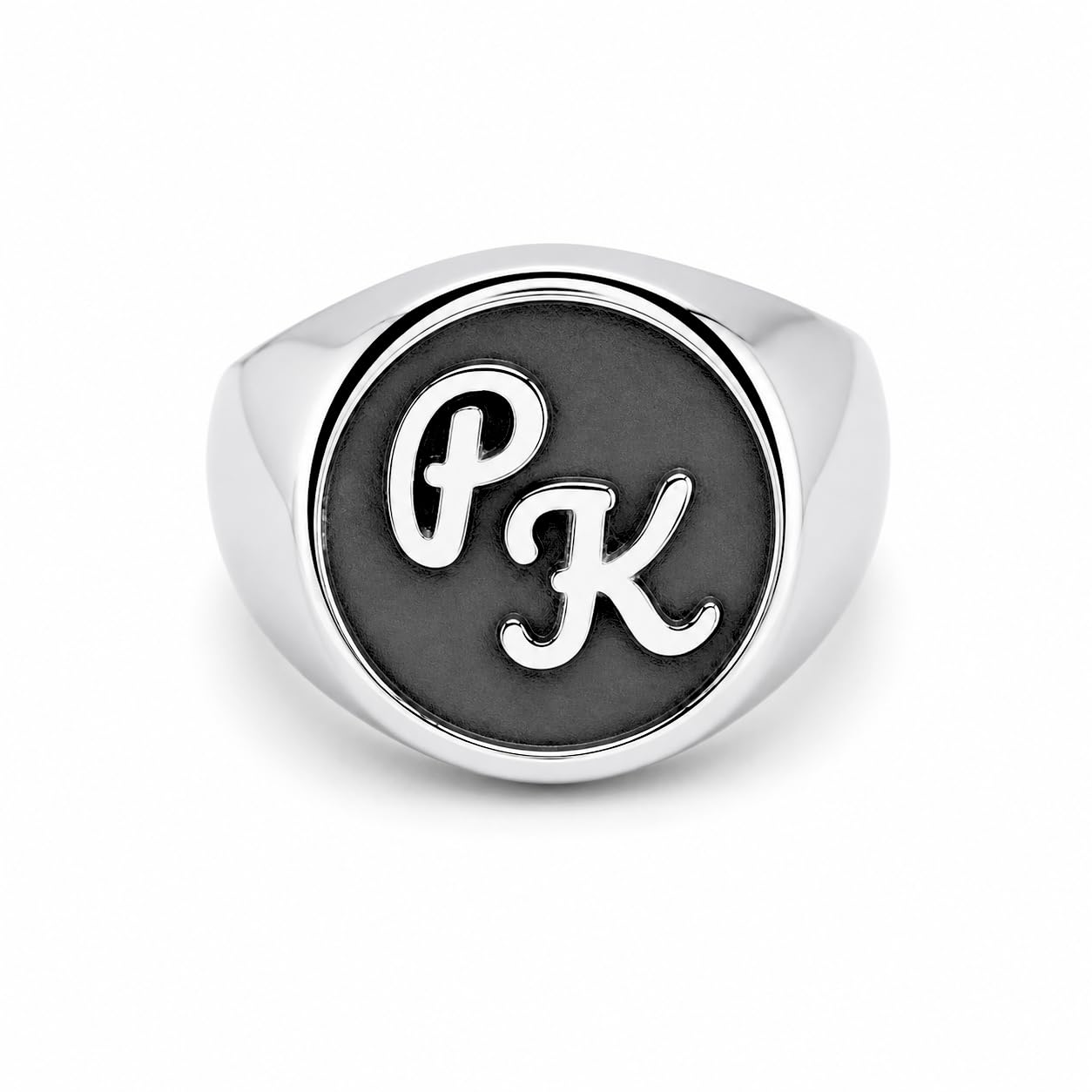 Generisch Siegelring mit Wunschgravur aus Edelstahl mit Monogramm Tiefengravur Ø 21 mm Initialen für Herren inkl. Schmuckbeutel