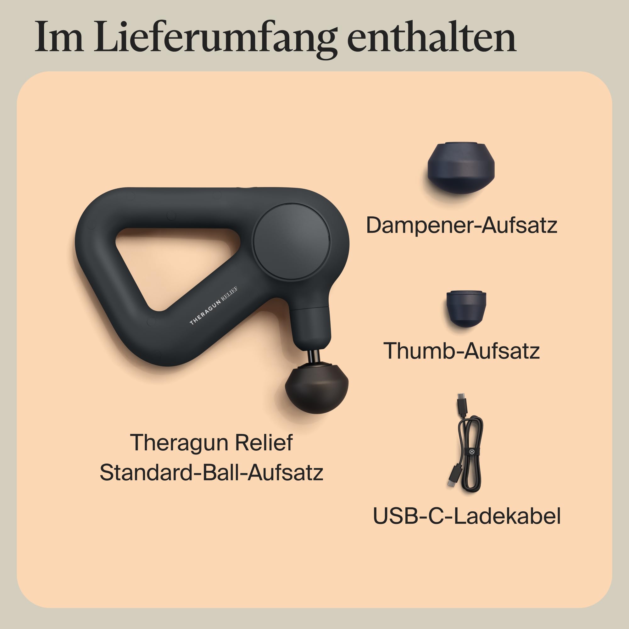TheraGun Relief Handmassagegerät - Einfach, bequem, leicht, für tägliche Schmerzlinderung in Nacken, Rücken, Bein, Schulter und Körper (Anthrazit)