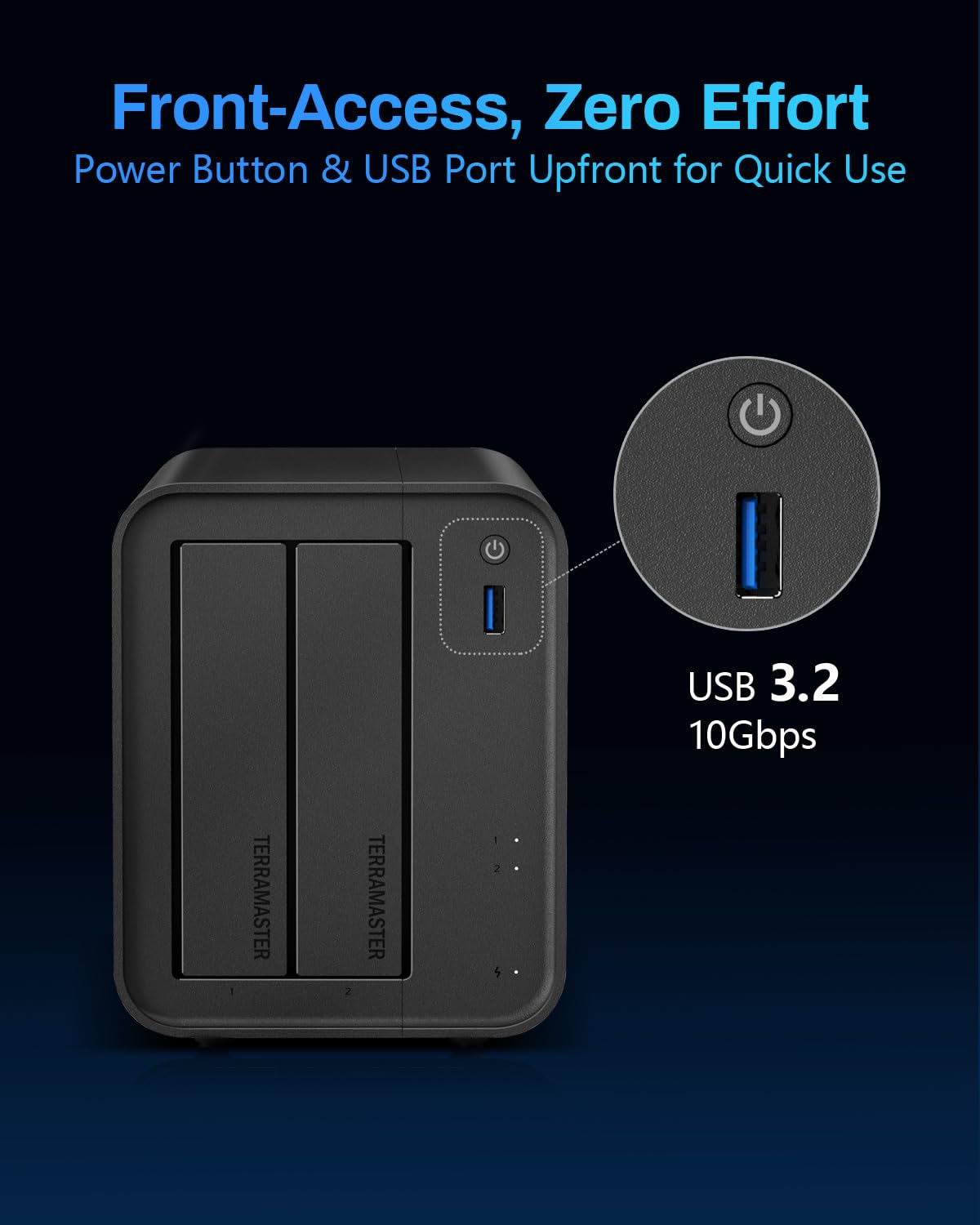 TERRAMASTER F2-425 2-Bay NAS Storage -Intel x86 Quad-Core CPU, 4GB RAM, 2.5GbE LAN, Network Attached Storage Multimedia Server per Utenti Domestici (Diskless)