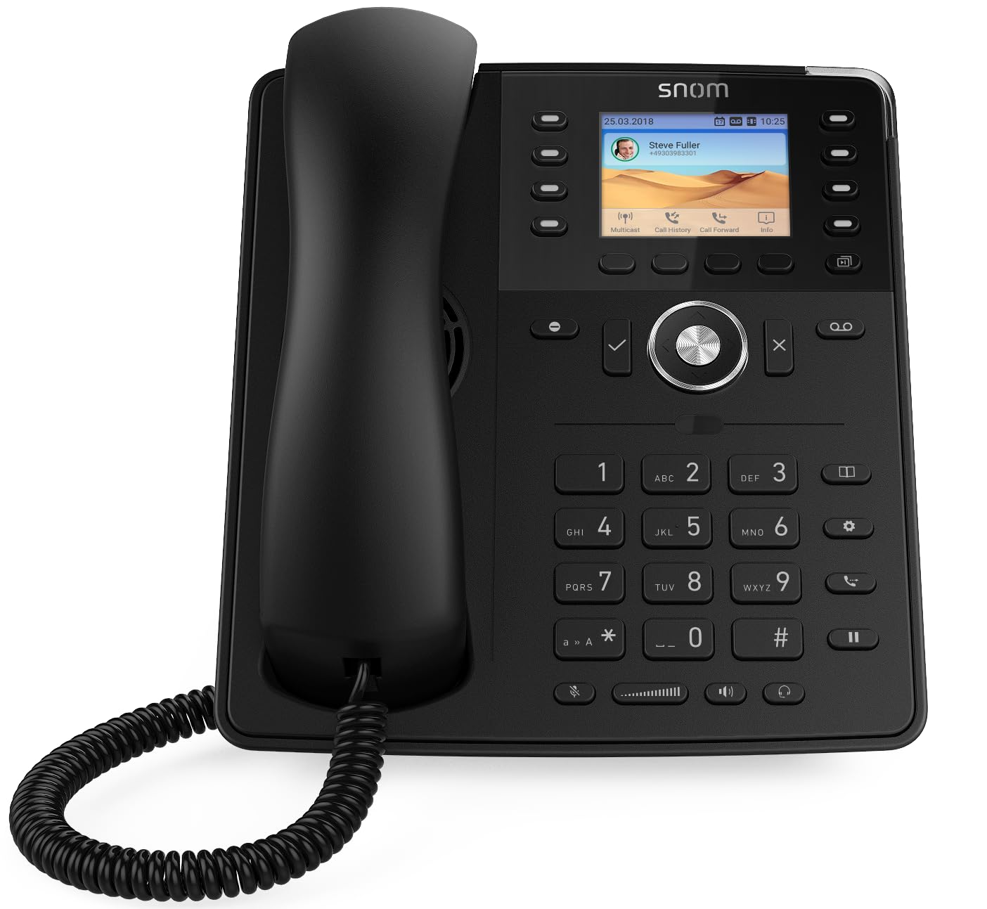 Snom Global Desk TELEPHONE D735 (écran TFT Graphique Haute Résolution 2, 7 ”, 32 touches de Fonction Auto-Étiquetantes (8 Physiques)) Noir