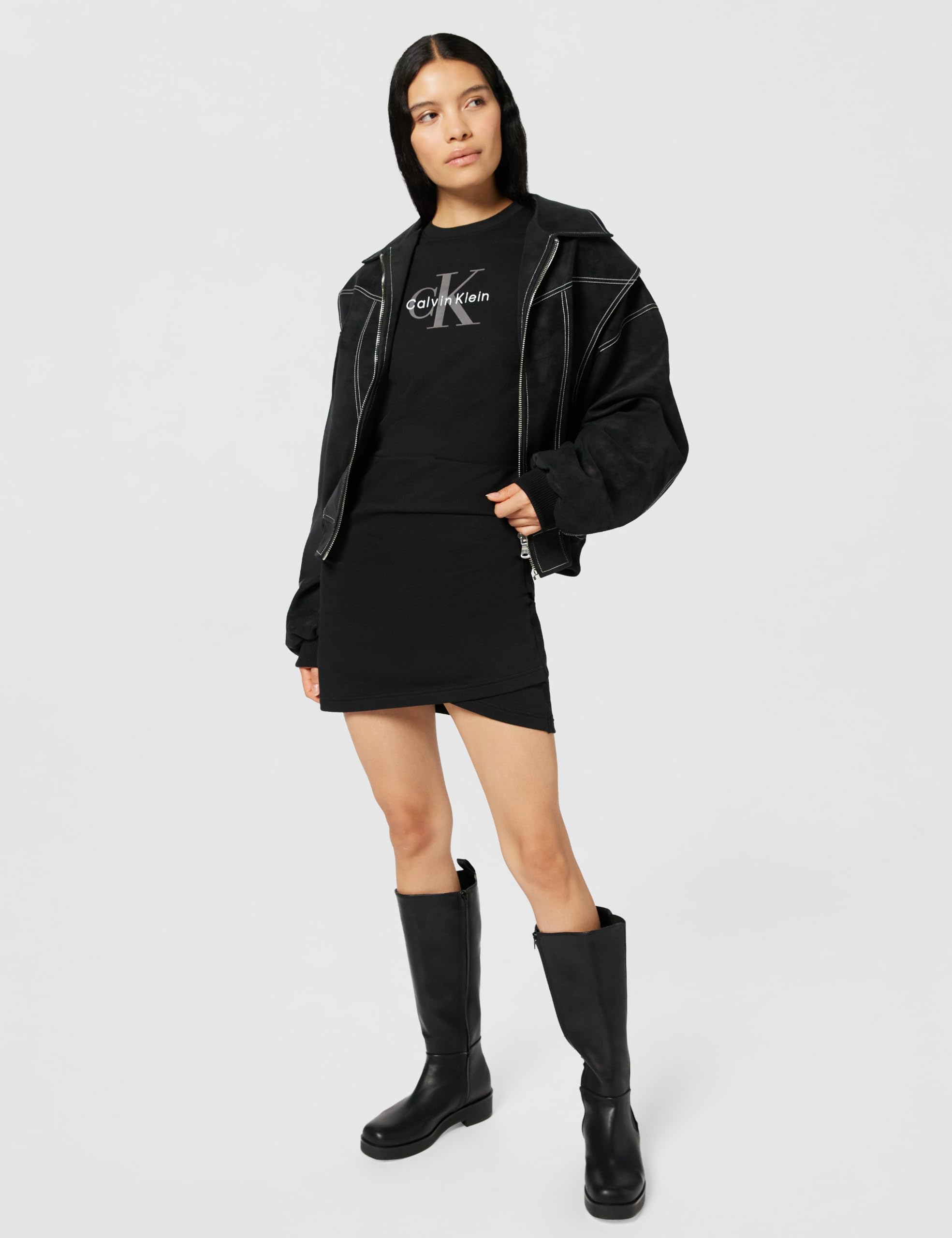 Calvin Klein LS Monologo Terry Crew Fashion D Lv047e224g Vestiti Donna