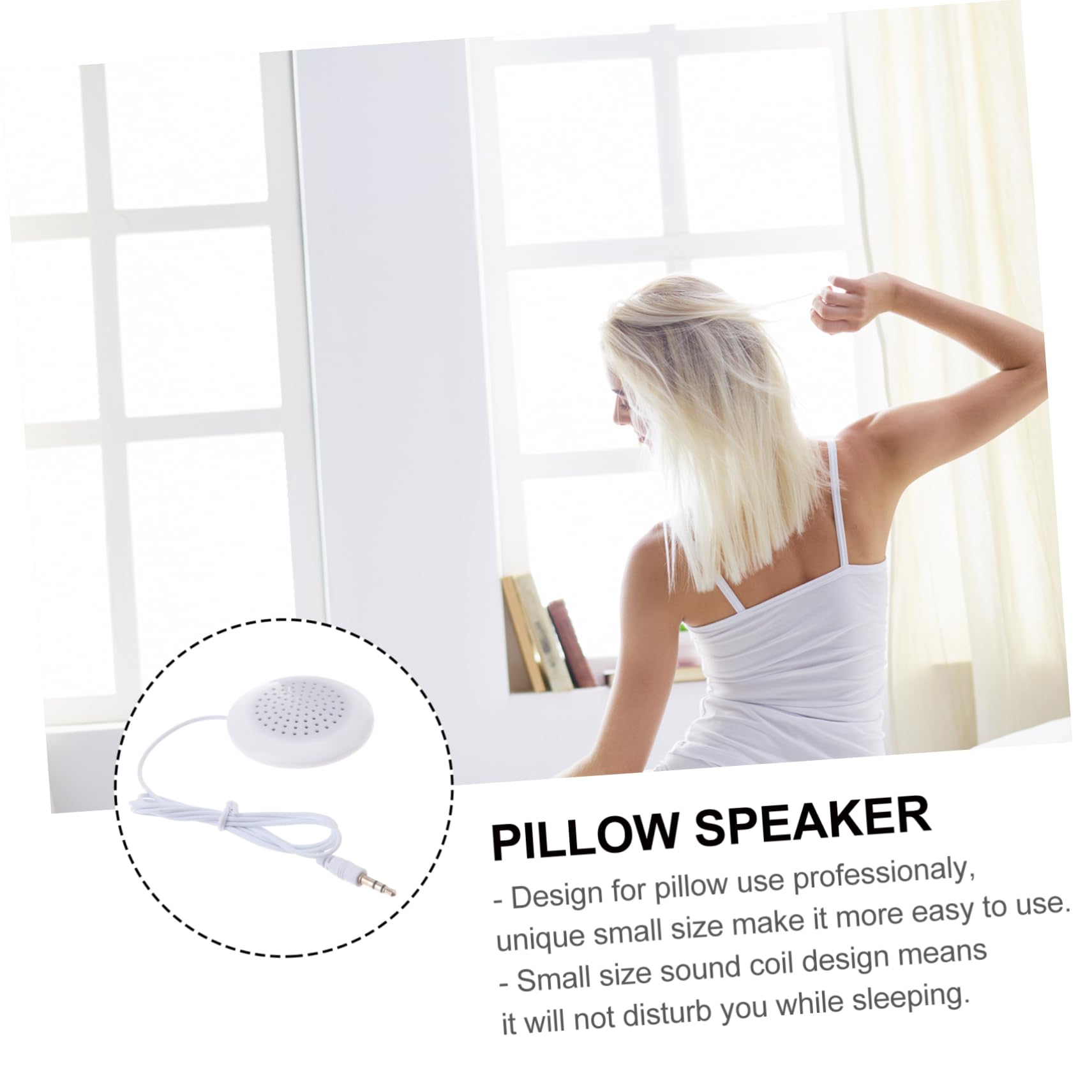 BELLIFFY Portable Pillow Speaker 3.5mm Jack Mini Pillow Speaker for Bed Sleep Pillow Speakers Noise Design