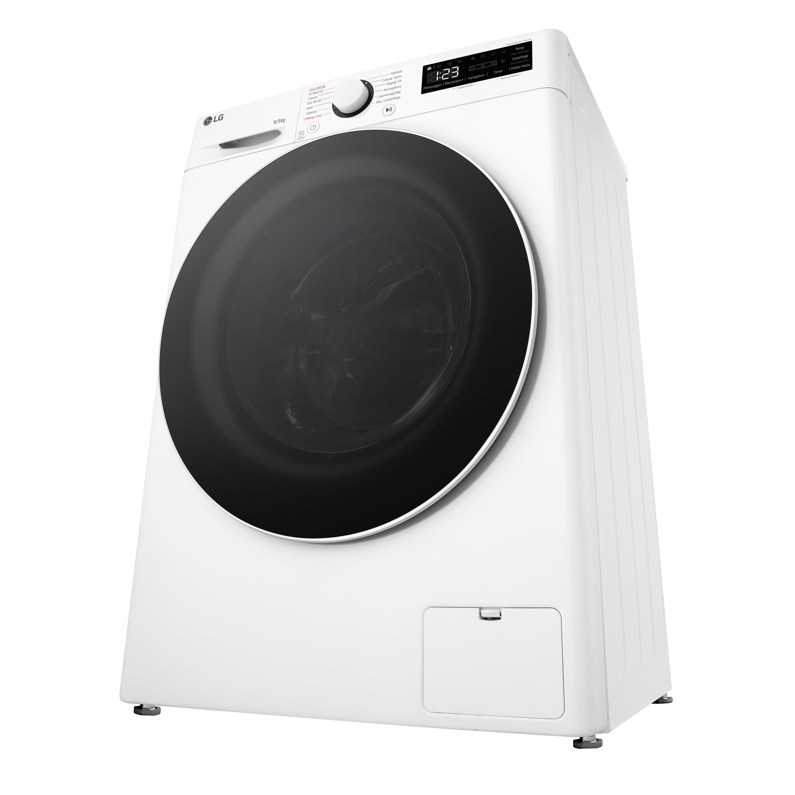 LG D2R5S09TSWW Lavasciuga 9.5 kg, Classe A-10%/E