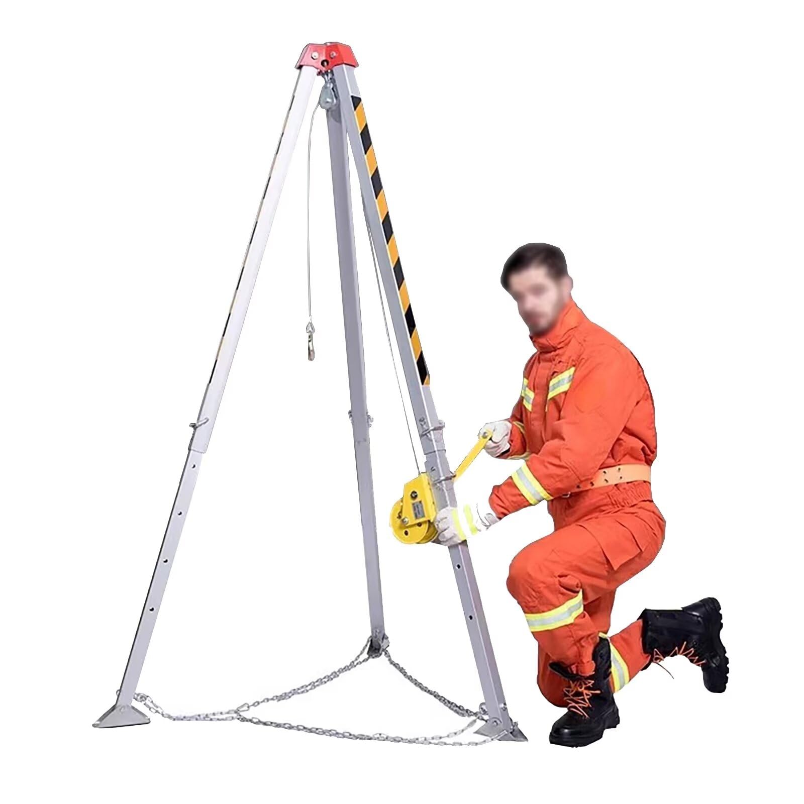 icVantA Lifting Rescue Equipment Sewer Rescue Tripod 1800LBS Winch Rescue Tripod System with 65ft Self-Locking Winch Falling Protector Bracket for Underground Pipe,