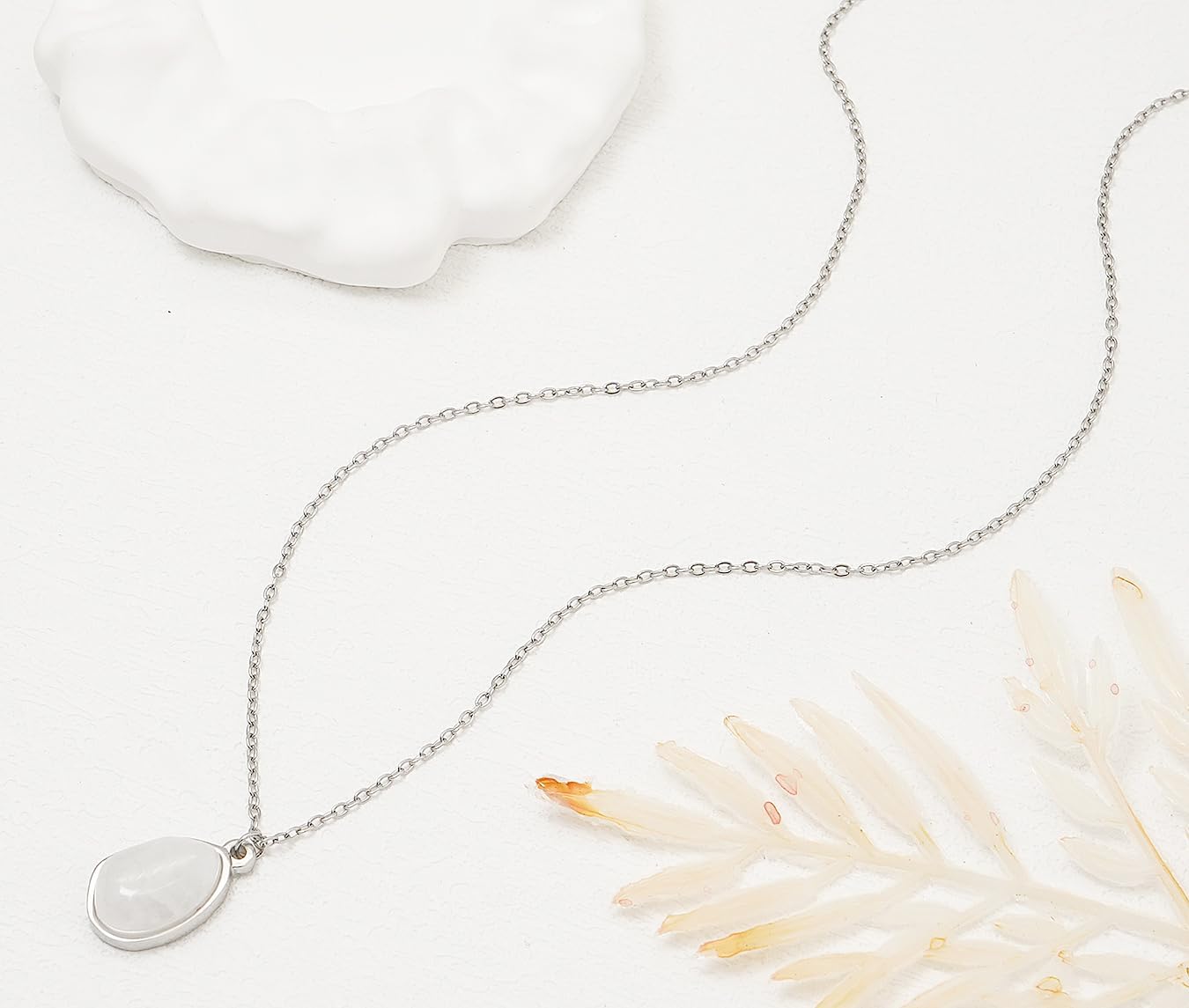 Stone Pendant Necklaces Gemstone Dangle Necklace 18K Gold Plated Teardrop Pendant Necklace for Women - Image 5