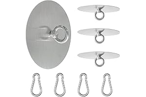 Adhesive Ceiling Hooks, Stainless Steel Eye Hooks for Hanging Plants, Wind Spinners,...