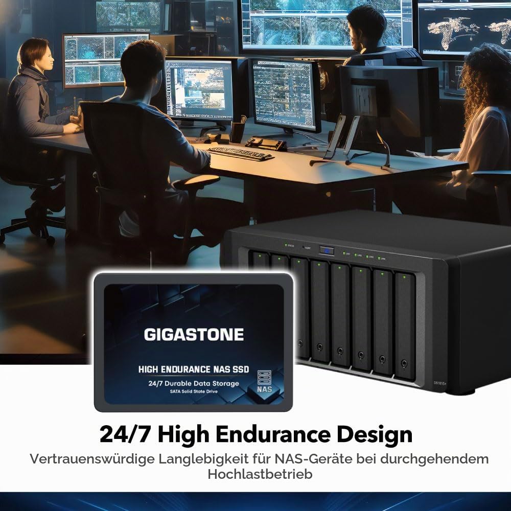 Gigastone NAS Zertifiziert 512GB SSD Festplatte (2er-Pack) TLC Hohe Dauerhaltbarkeit SSD für 24/7 Dauerbetrieb NAS-Systeme RAID 2,5 Zoll SATA III Internes Festkörper-Laufwerk SSD Caching
