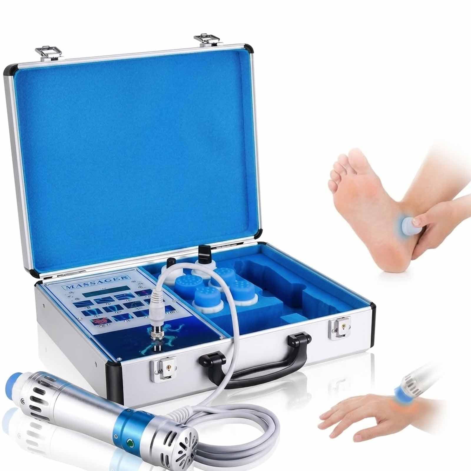 MObyat Apparecchio per Terapia Extracorporea A Onde Durto, Dispositivo con 7 Testine Massaggianti, Regolazione Intelligente Dellintensità del Massaggio, per Migliorare La Circolazione Sanguigna E