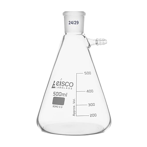 EISCO Buchner - Frasco de filtrado, 16.9 fl oz, tamaño de enchufe 24/29, junta intercambiable, brazo lateral, vidrio de borosilicato
