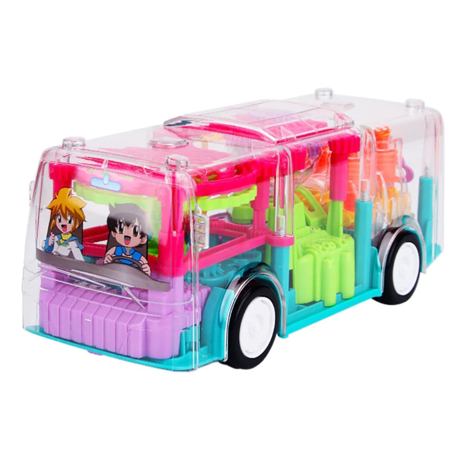 Kaizen Enterprises Transparent 3D Bus Toy, 360 Degree Rotation, Gear Simulation Mechanical Sound and Light, DIY Customizable Miniature Bus Playset for Kids 2-5 Years (B0D67QCP89) Amazon Price History, Amazon Price Tracker