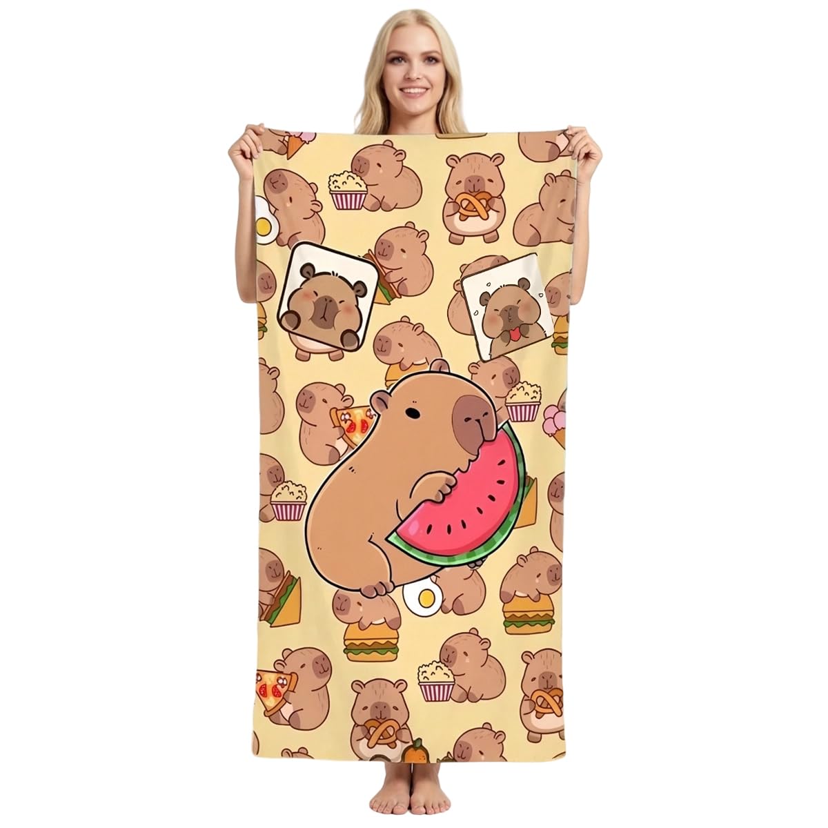 Nimblustoy Multicoloured Capybara Beach Towel, Quick Dry Microfibre Towels Super Absorbent Sandproof Beach Bath Towels Swimming Towel Lightweight 3D Print Beach Towel For Pool, Swim, Travel, Camping (70 * 140Cm)-A