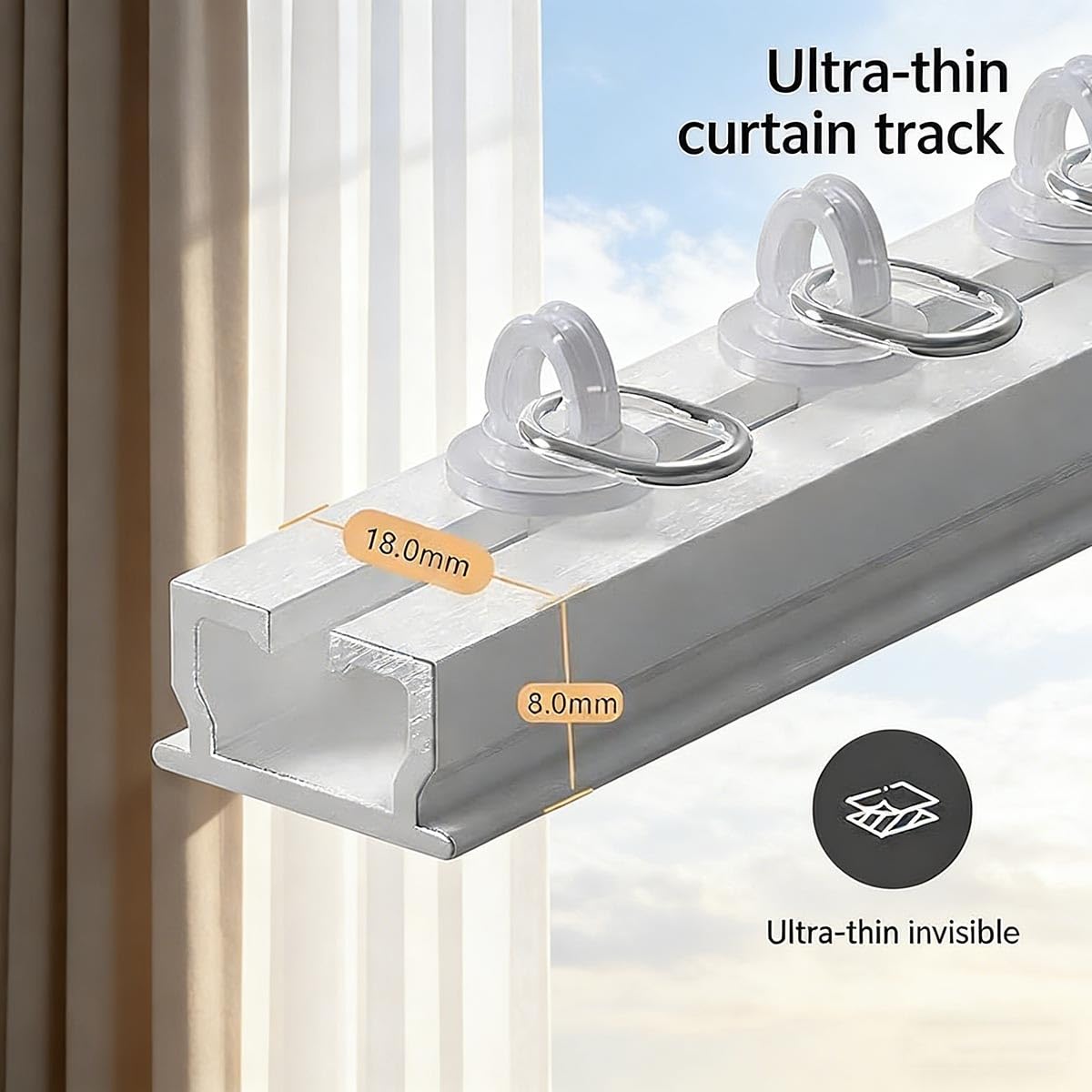 Rail de Rideau Auto-Adhésif pour Plafond Et Mur 1m 2m 3.0m 4m 5m Rail de Rideaux Plafond Adhesif Sans Percage pour Chambre Douche Placard Et Camping-Car(3.5m)