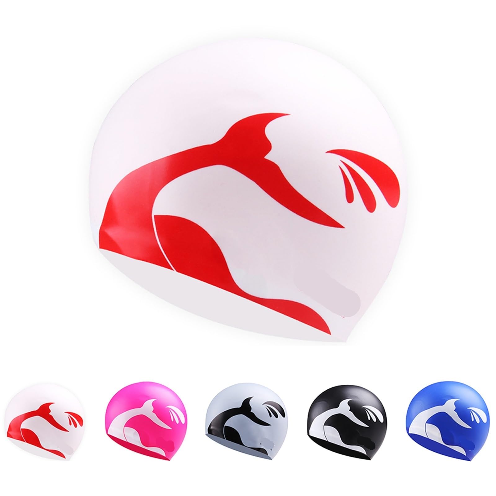 Gorro de natación para mujeres y hombres, gorro de natación para adultos, ligero, protección de buceo, con estampado deportivo (plateado)