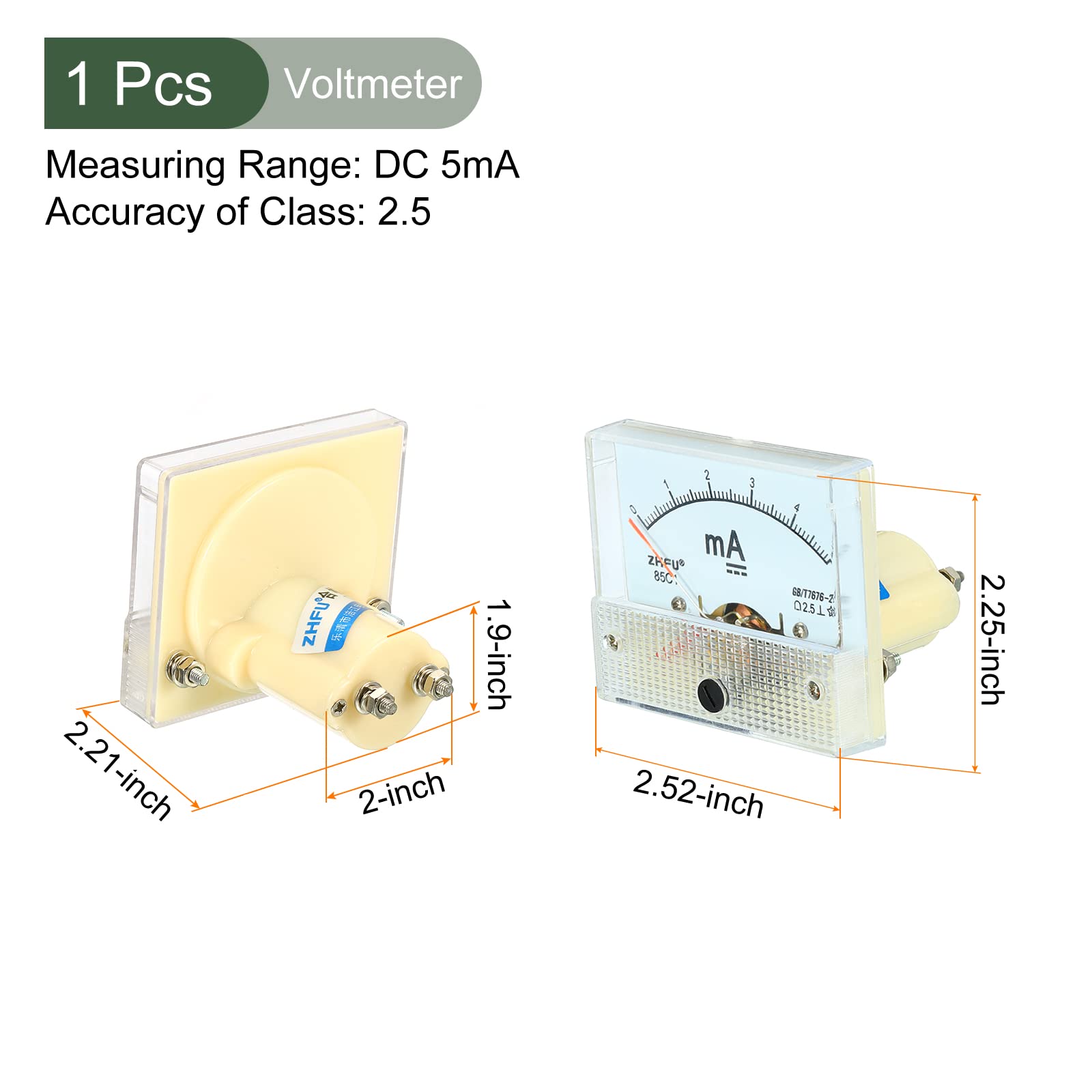 YOKIVE Analog Panel Ammeter, 85C1 Ampere Meter Current Tester, Great for Office, Art, Home, Daily Use (DC 0-5mA) - Image 2