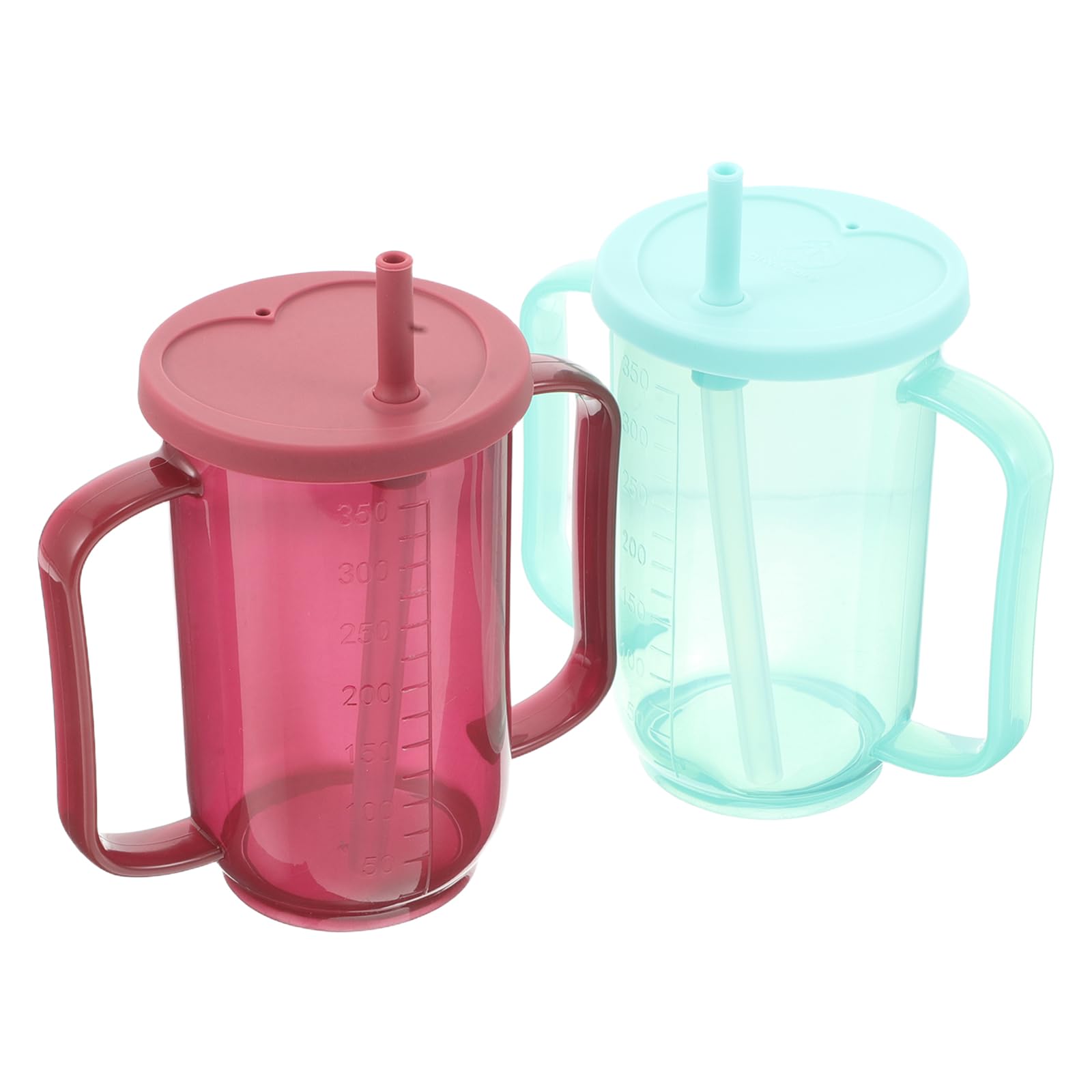 Auslaufsichere Trinkbecher mit Ergonomischem Griff 2 Stück für Ältere Menschen und Deckel Inklusive Strohhalm für Patienten und Tägliche Pflege