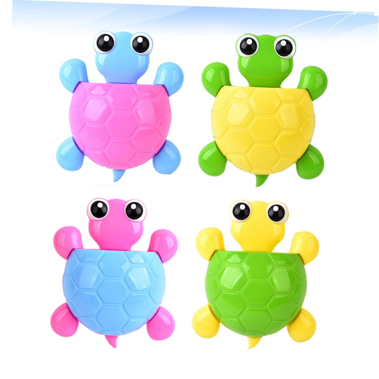 4piezas Portacepillos De Dientes para Lavabo Tortuga Soporte Pasta De Dientes Ventosa Decorativo Fácil De Usar