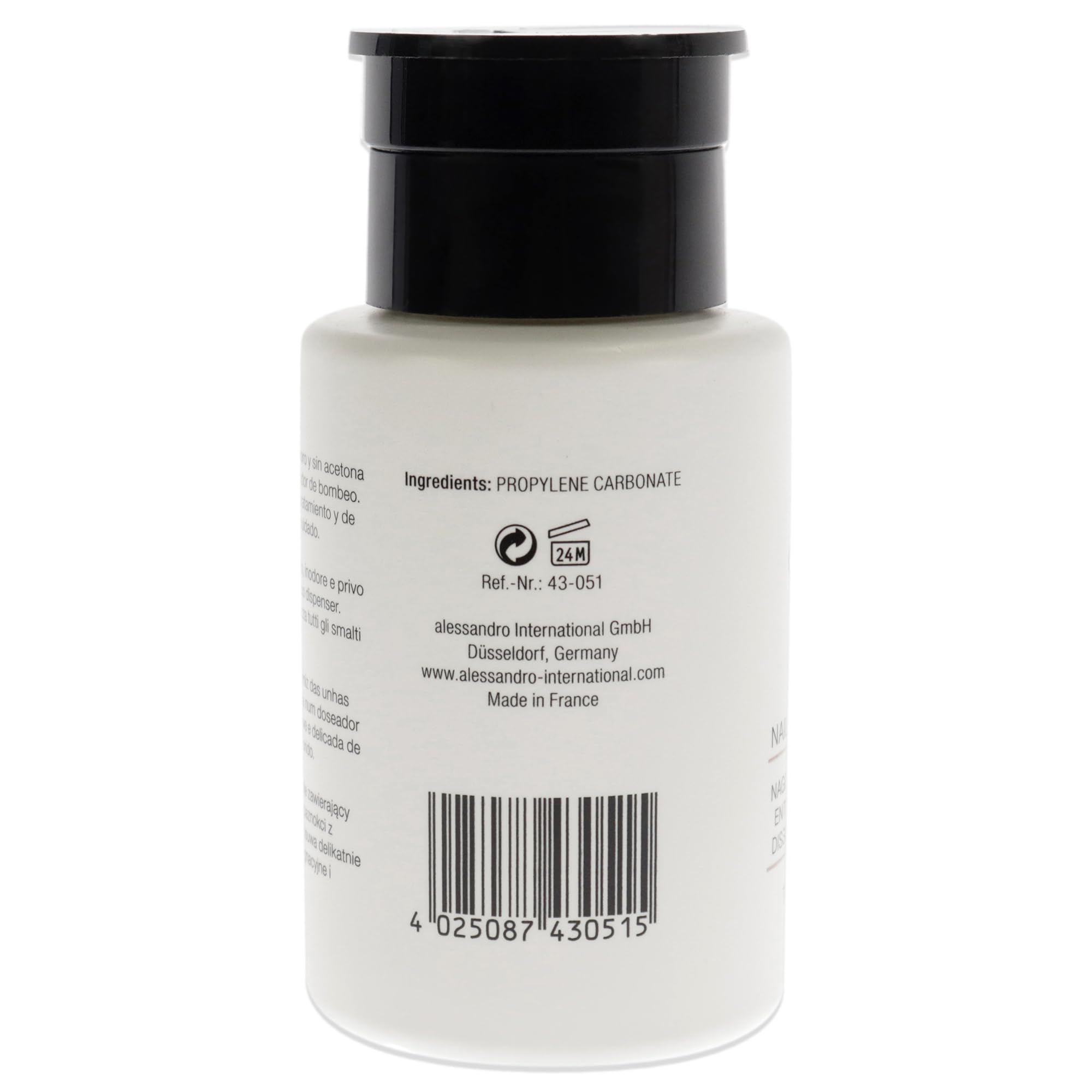 Alessandro Spa zmywacz do paznokci z pompką – bezzapachowy i bez acetonu, łatwe usuwanie, 175 ml, (1 opakowanie)