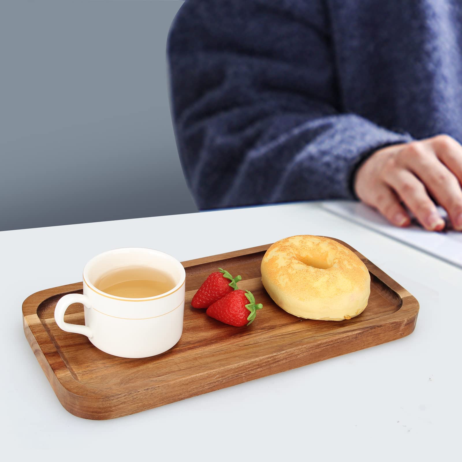 Rechteckige Holzplatten für Lebensmittel, Party, Obst, dekoratives Serviertablett, 35,6 x 17,8 cm, Akazienholz, Käse, Charcuterie, Brett, rechteckig, Speiseteller, Snack-Vorspeisen-Platte für