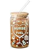 NewEleven Gifts For Nurse - Nurse Gifts For Women - Caregiver Appreciation Gift, Nursing Student, Nurses Practitioner - RN Gift For Nurses Women - 16 Oz Coffee Glass