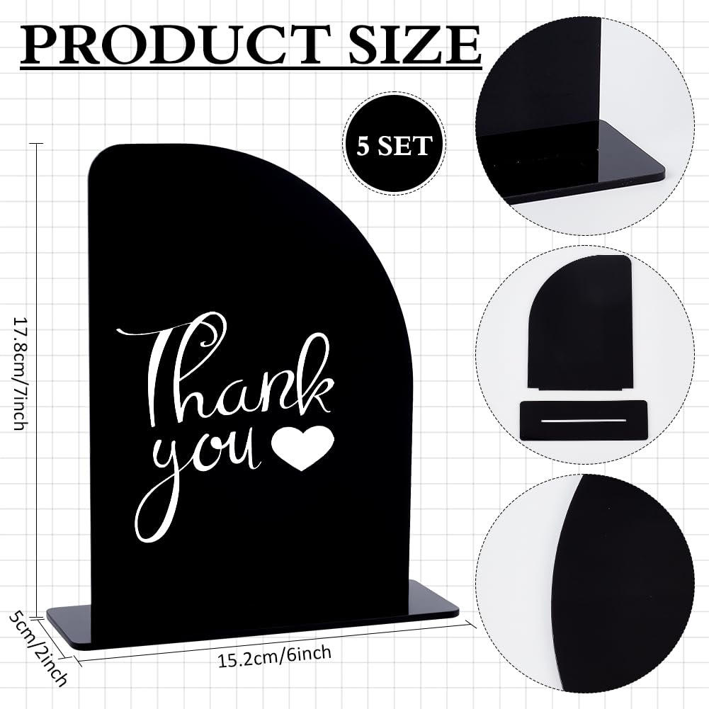 MAYJOYDIY 5 Set Schwarzes Acryl Halbbogenschild Mit Ständer Halbbogenschild Aus Acryl Blanko Und Sockel Tischkartenständer Für Tischnummern Bei Hochzeiten Beschilderung Geburtstagsfeiern Veranstaltung