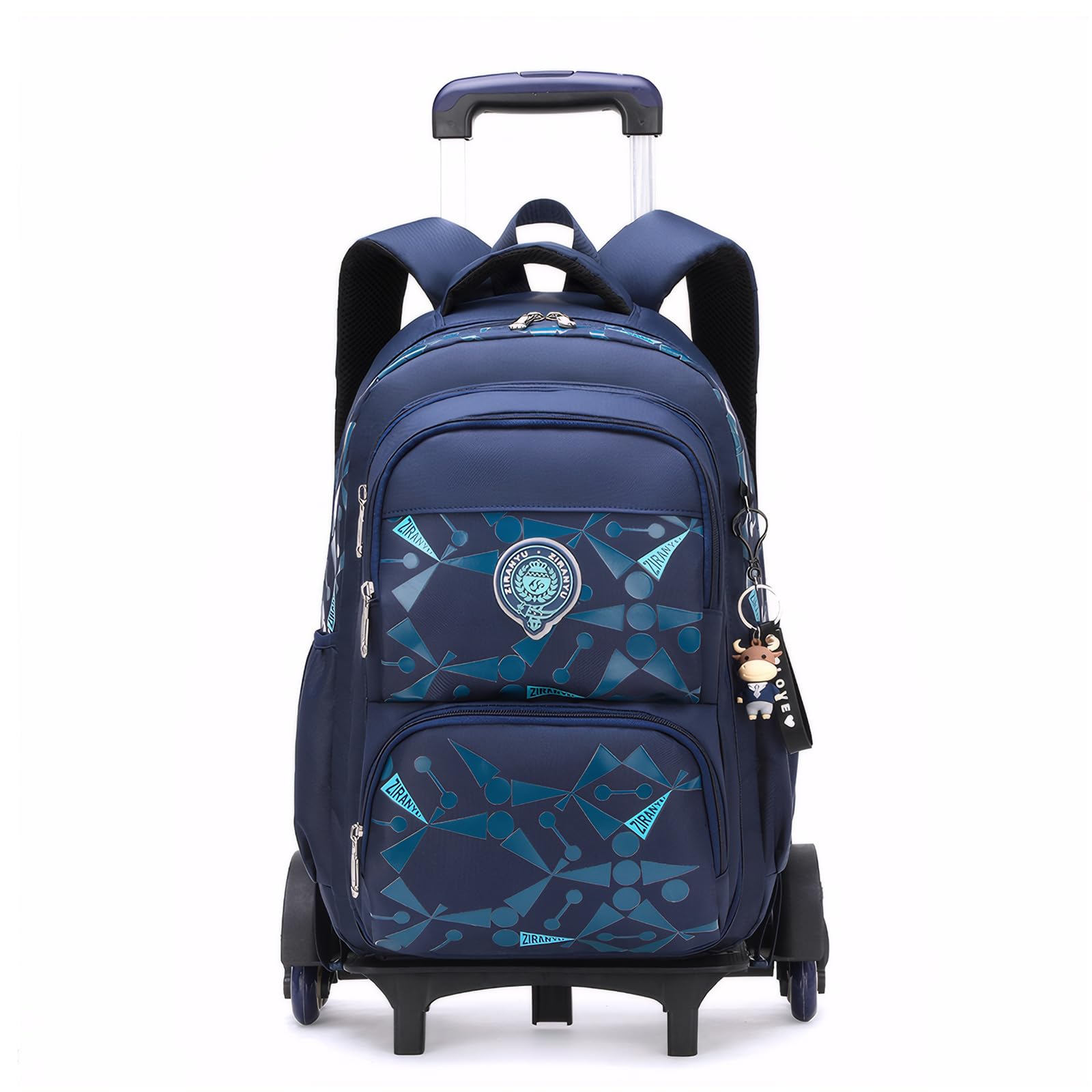 Amythe Mochila Escolar para Niños y Niñas con Carro 6 Ruedas, Azul | Mochilas Colegio Primaria para Chicos 6-12 años con Ruedas, Mochila Infantil+Trolley para Viajar y Escuela, Vuelta al cole