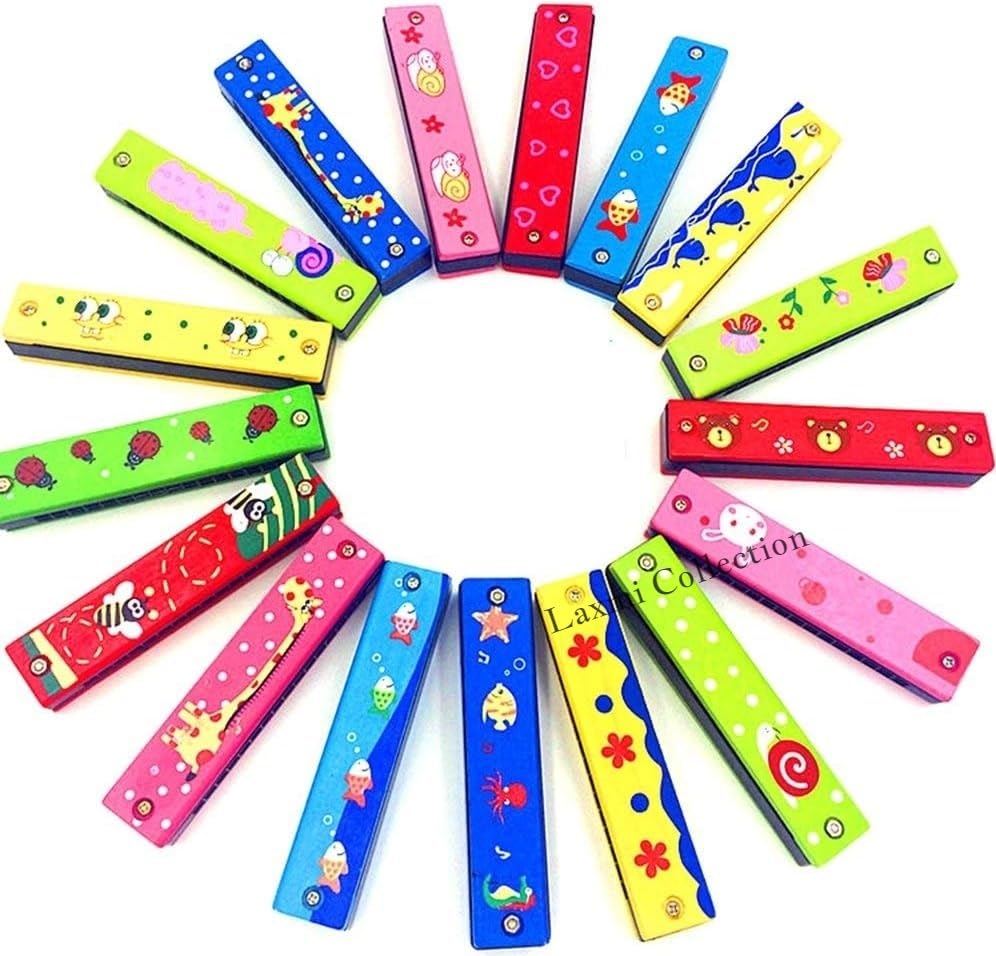 Laxmi Collection 12 Pcs Wooden Harmonica Colorful Kids Musical Instruments Toys Children Cartoon Pattern Wood Mouth Organ Random Color Return Gifts for Kids (Pack of 12) (B0D81J9182) Amazon Price History, Amazon Price Tracker
