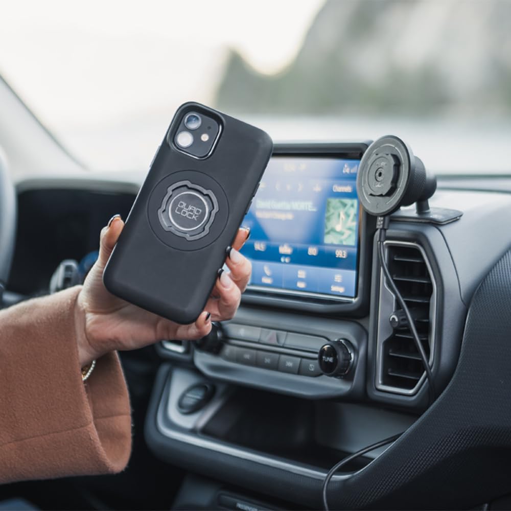 Quad Lock Kit de soporte adhesivo para salpicadero/consola de coche con cabezal de carga inalámbrico MAG V2 y funda de teléfono MAG para iPhone 17 Pro